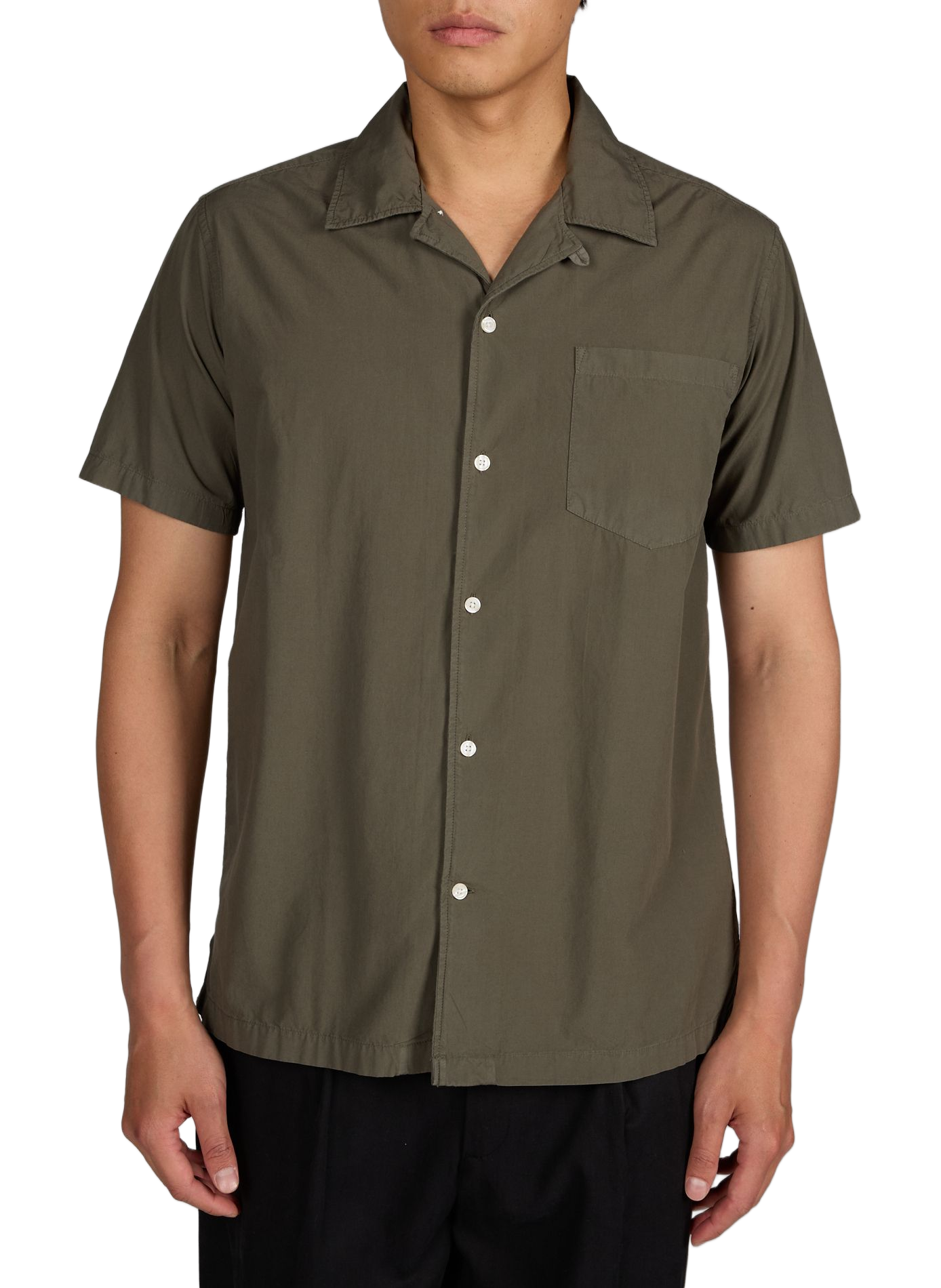 Solid button-down shirt AU PRINTEMPS PARIS Khaki