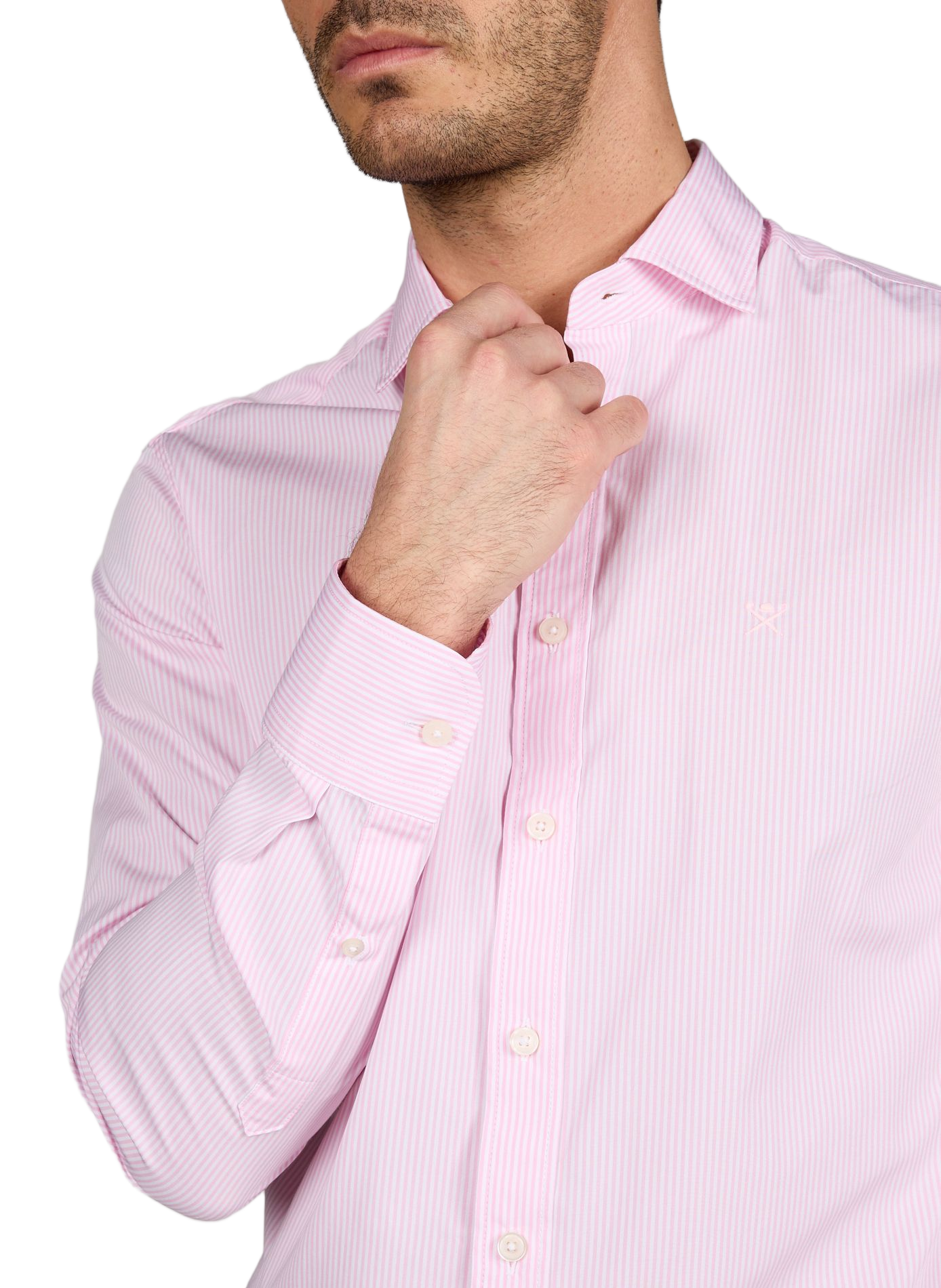 Chemise droite à rayures en coton HACKETT Rose