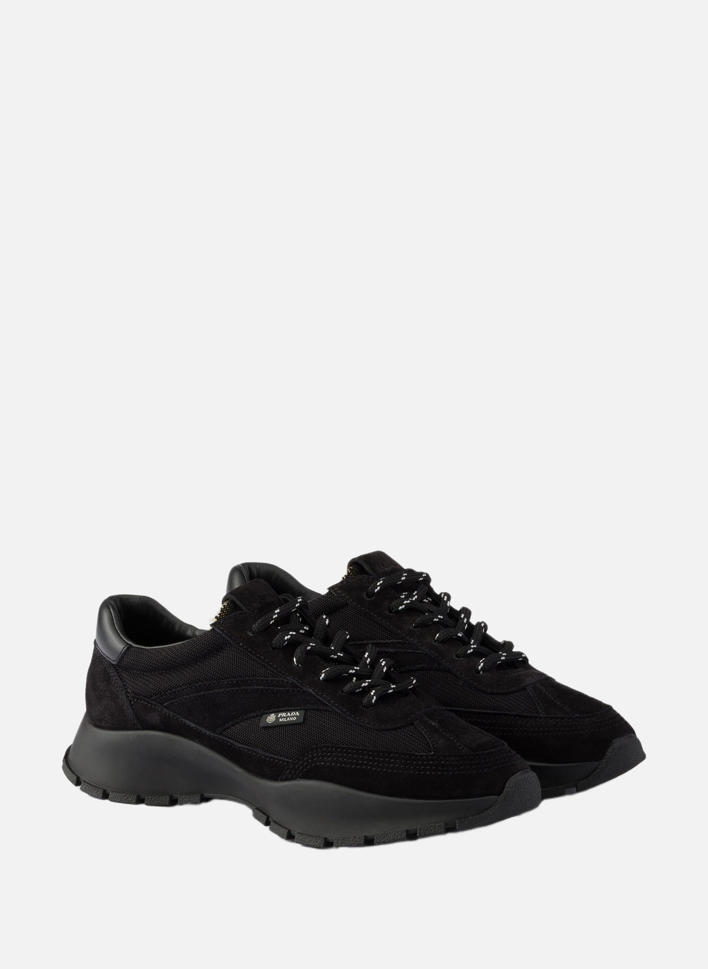 Baskets en mesh et en suède PRADA Noir