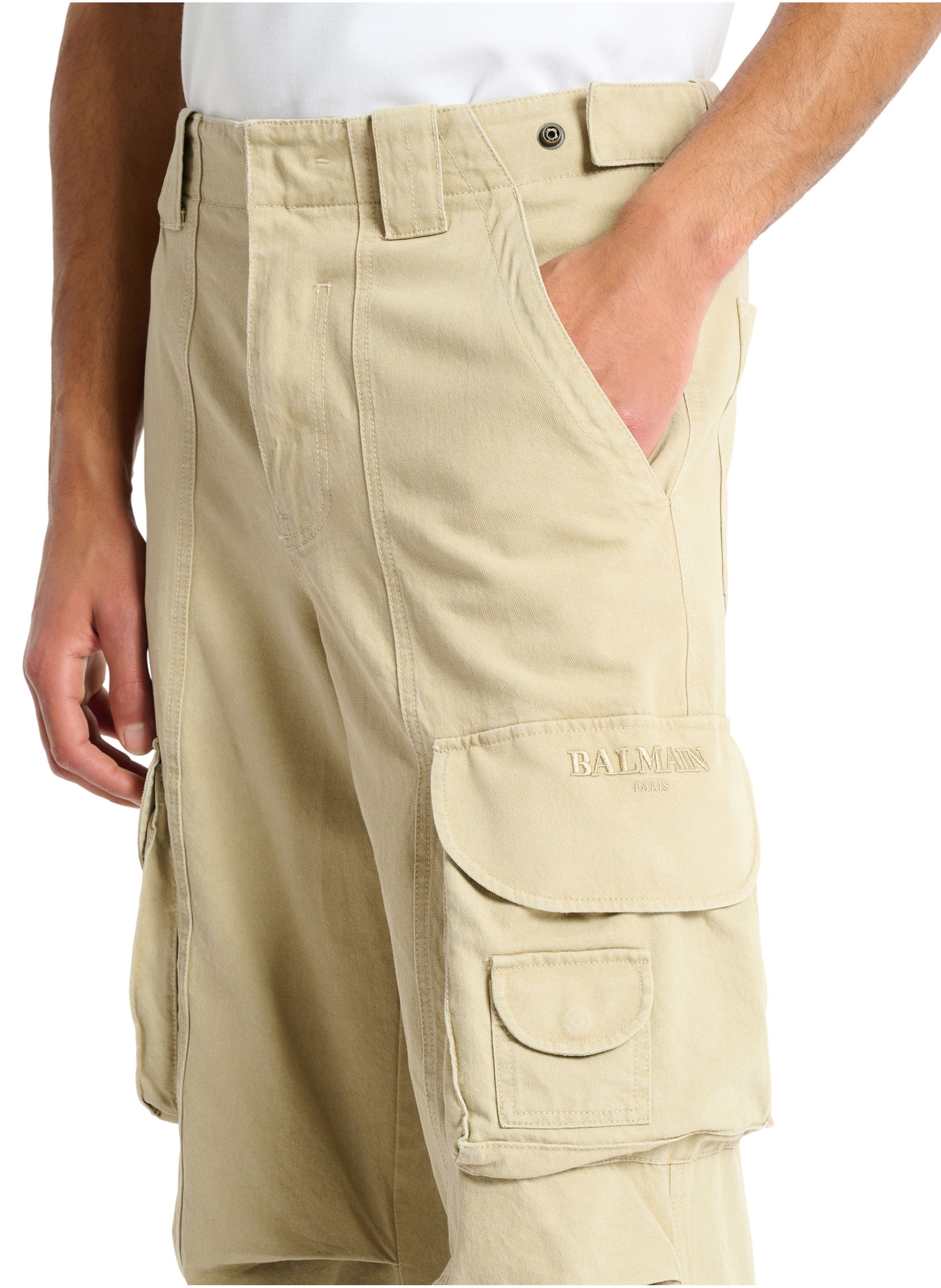 Pantalon cargo en coton BALMAIN Beige