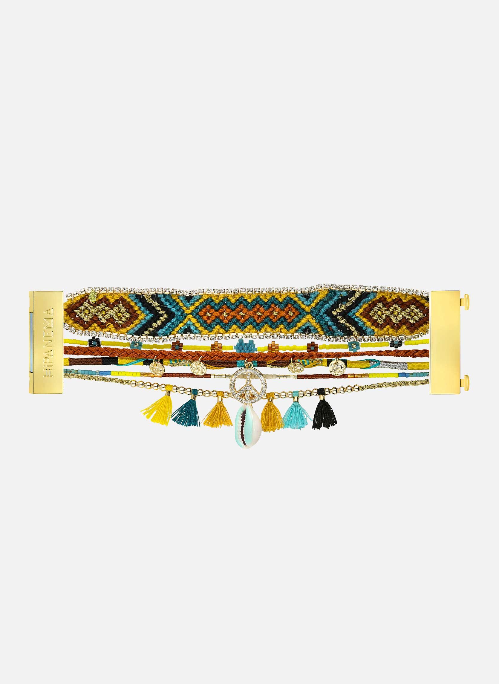 Manchette bracelet multiliens peacemaker HIPANEMA Kaki