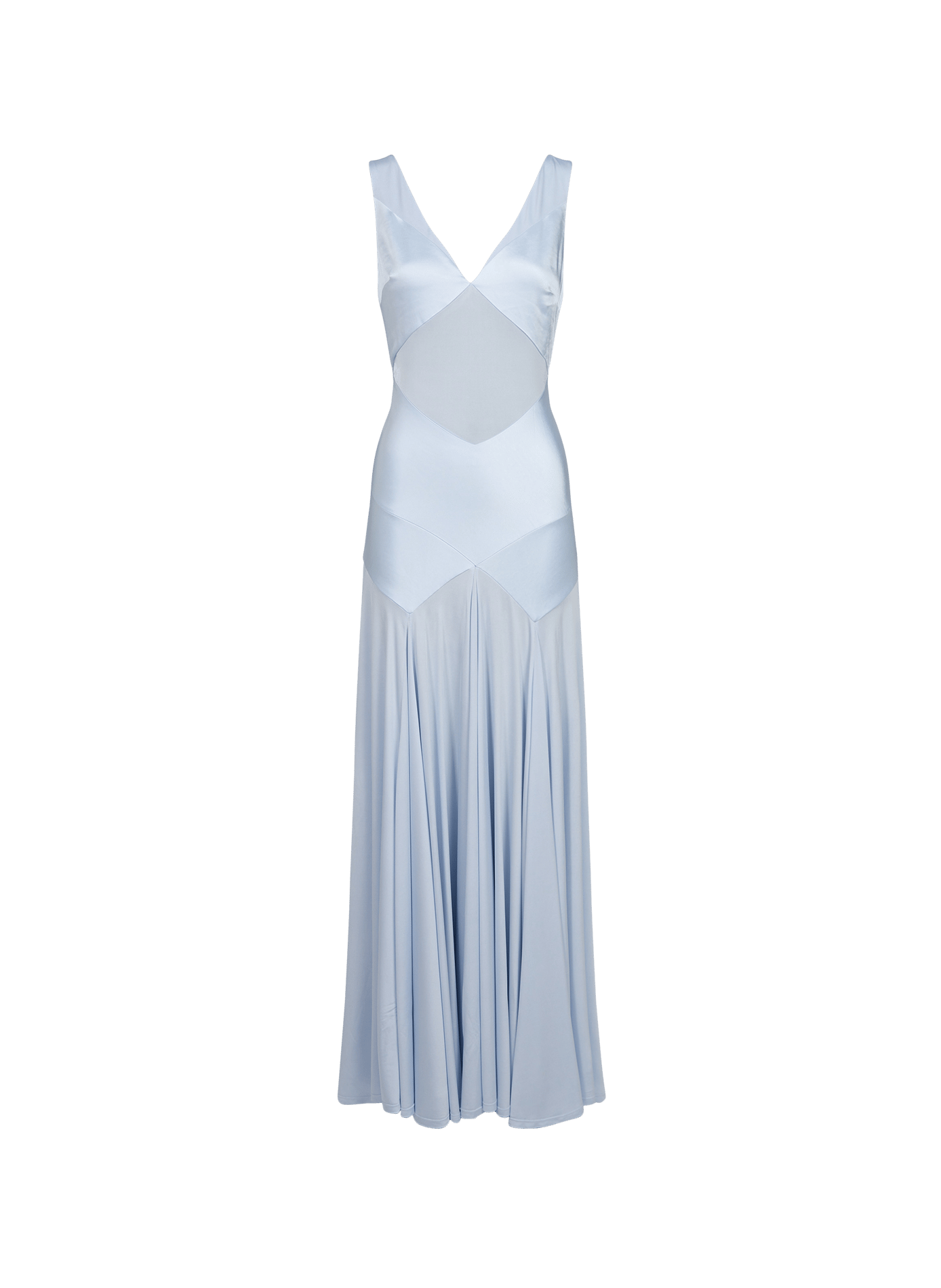 Satin V-neck Sleeveless Dress SELF PORTRAIT Blue