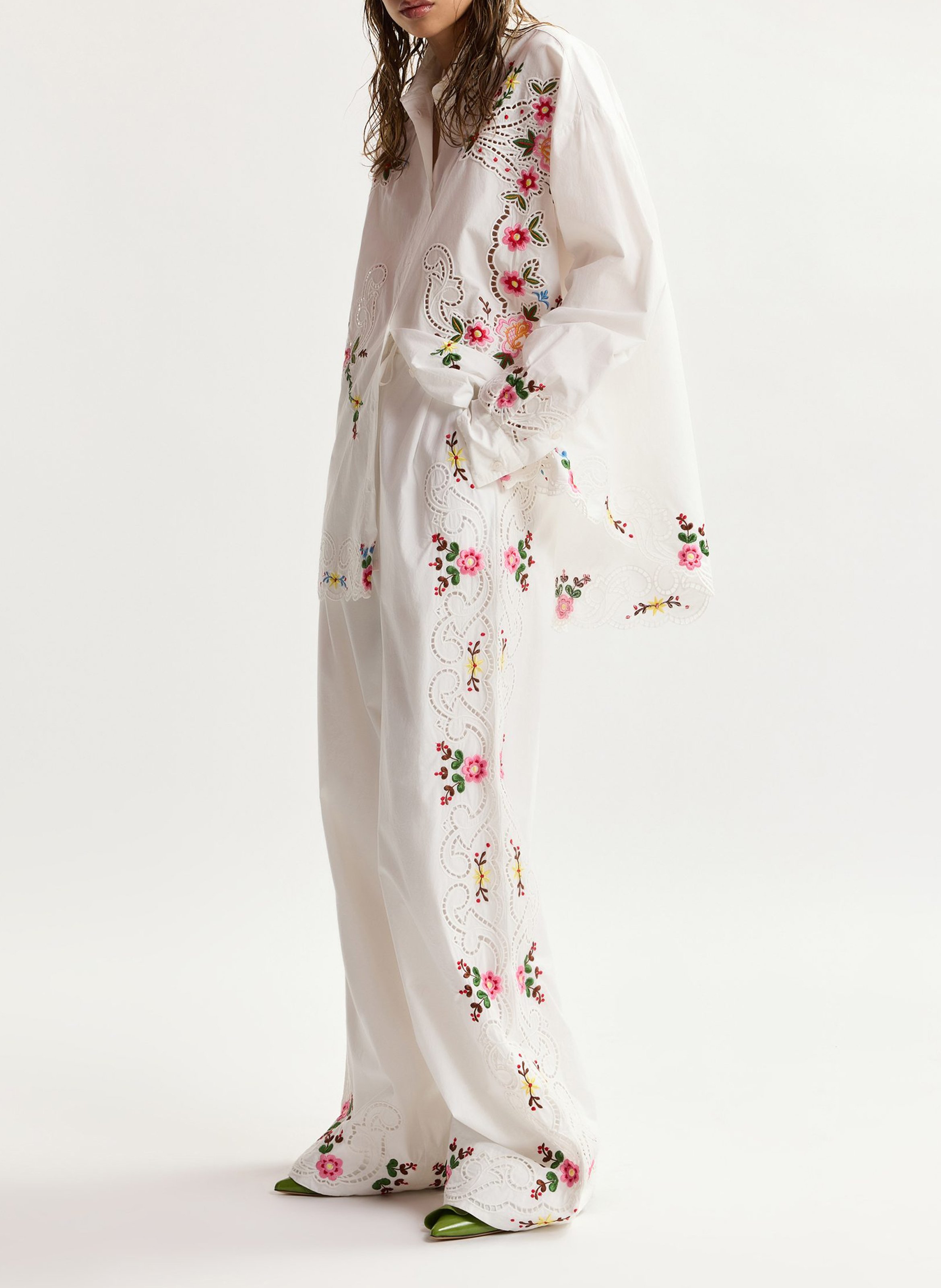 Chemise oversize à broderies jayme Blanc