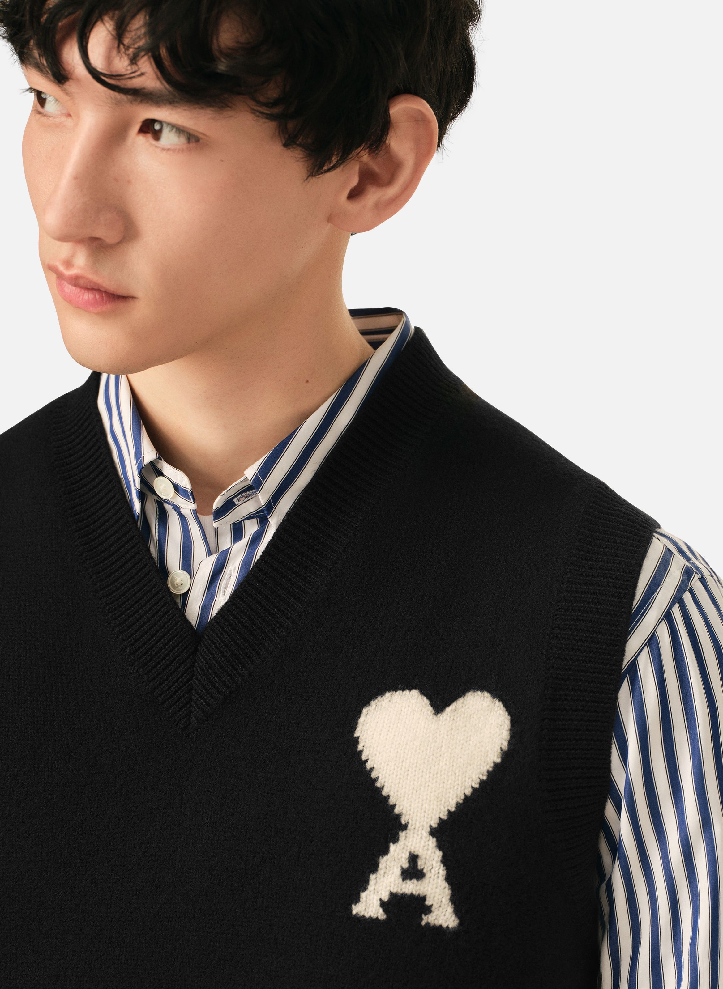 Pull unisexe en laine sans manches ami de coeur AMI PARIS Noir