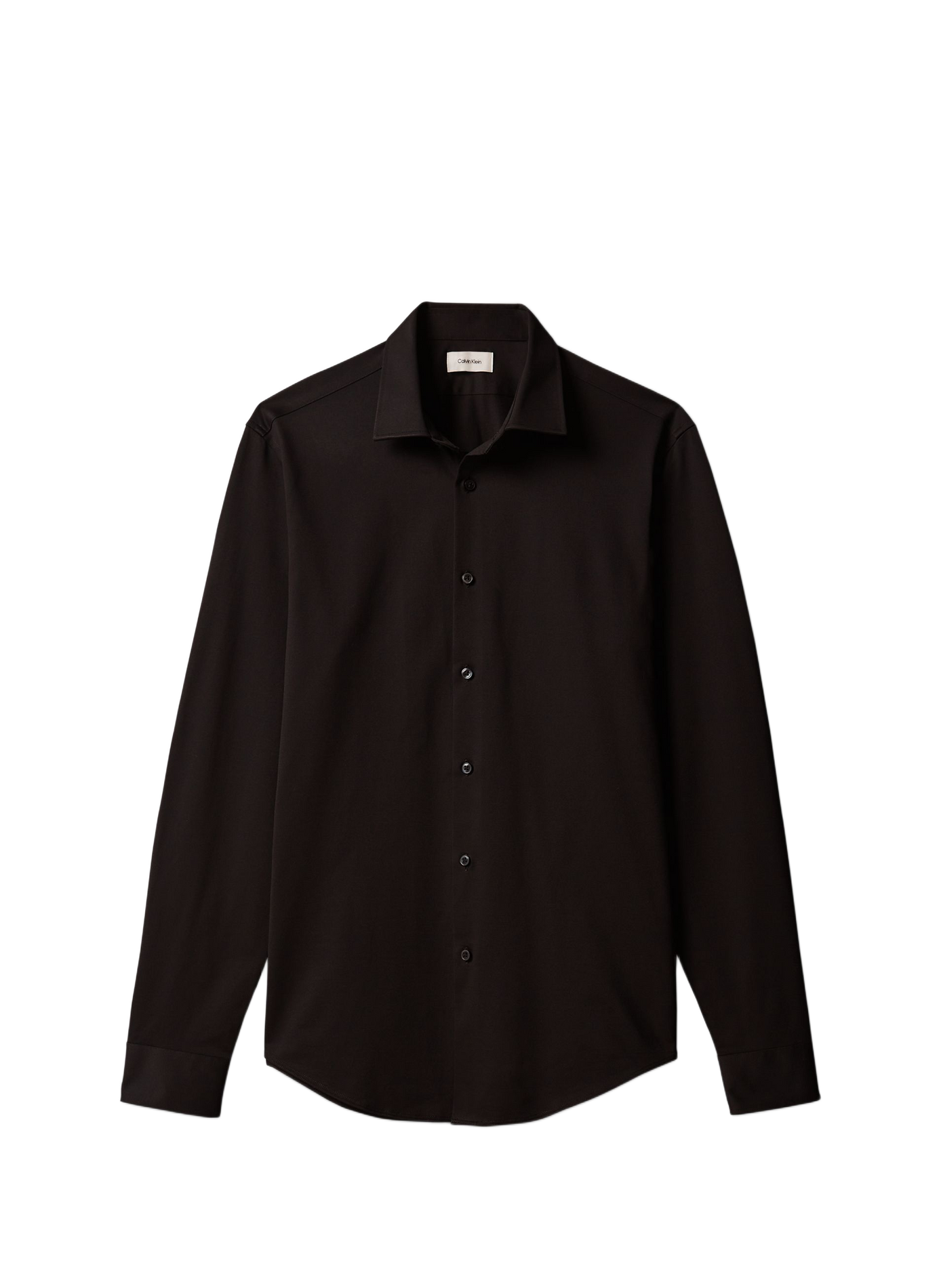 Solid slim fit shirt in blended cotton. CALVIN KLEIN Black