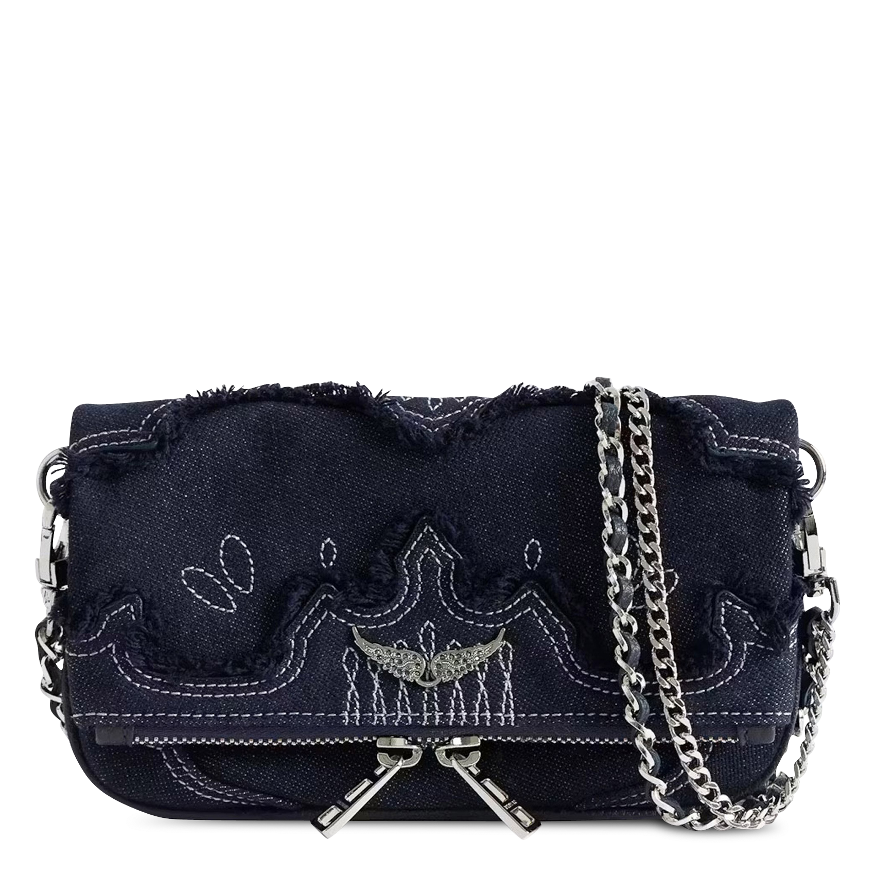 Schoudertas in mini rock denim ZADIG&VOLTAIRE Blauw