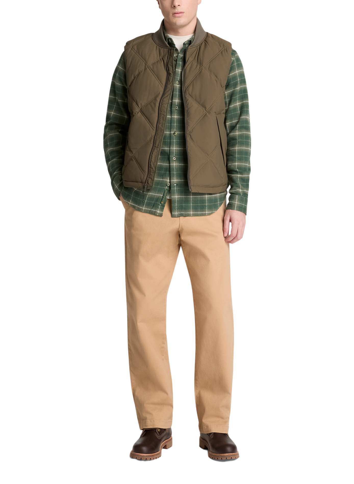Straight cotton check shirt TIMBERLAND Green