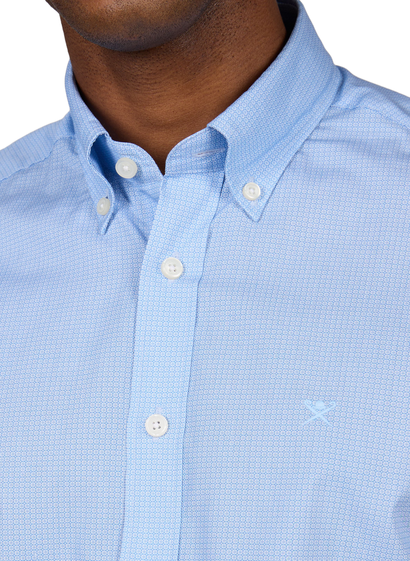Slim fit shirt in blended cotton HACKETT Blauw