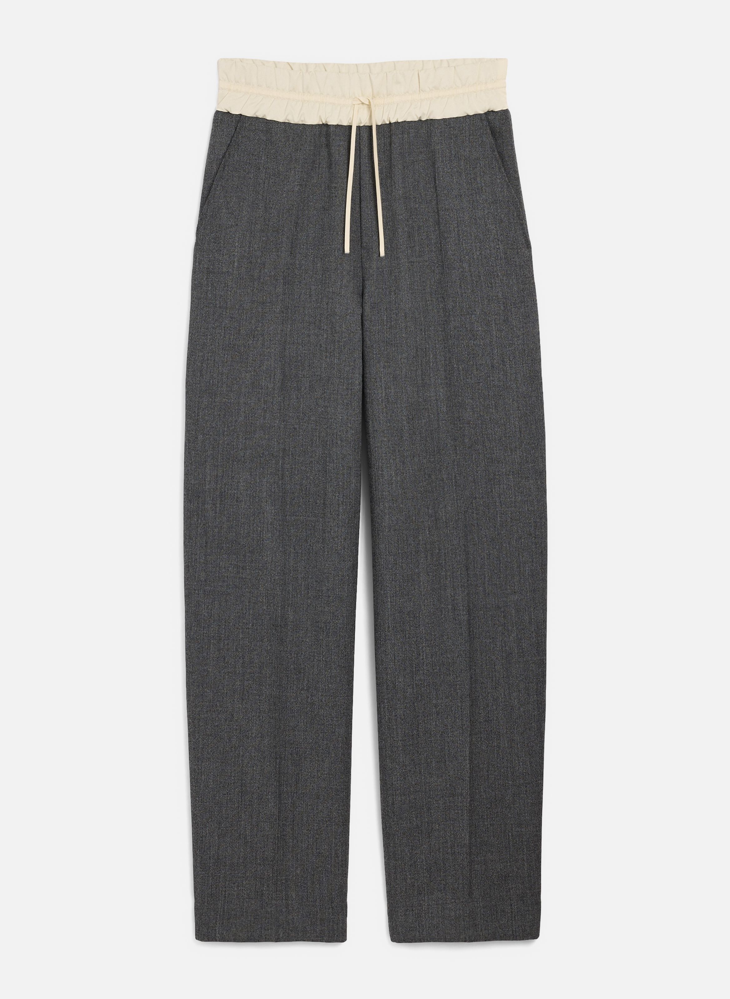 Pantalon en laine et satin taille élastiquée AMI PARIS Gris