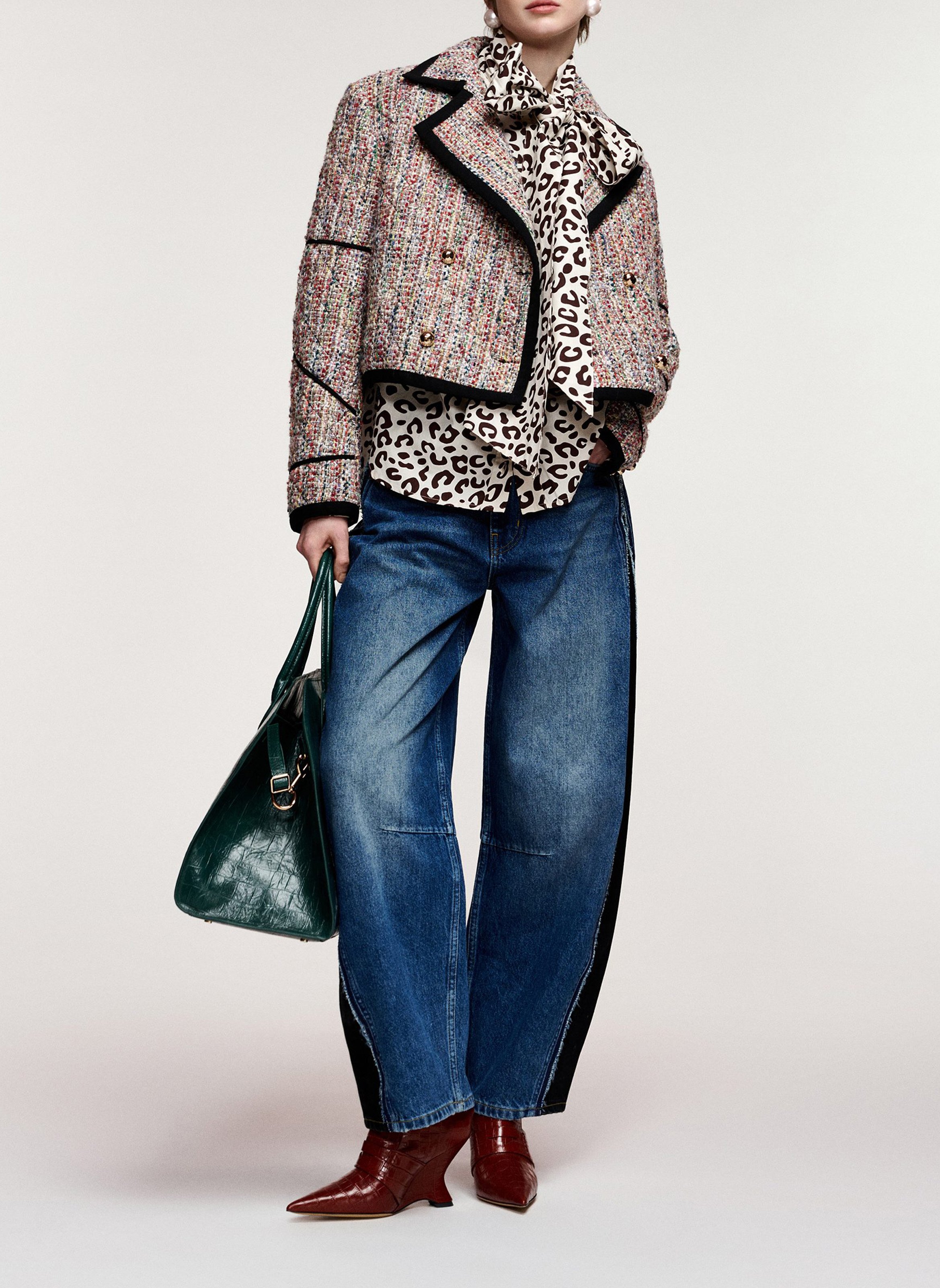 Veste droite col tailleur effet tweed kira1 ESSENTIEL ANTWERP Multicolore