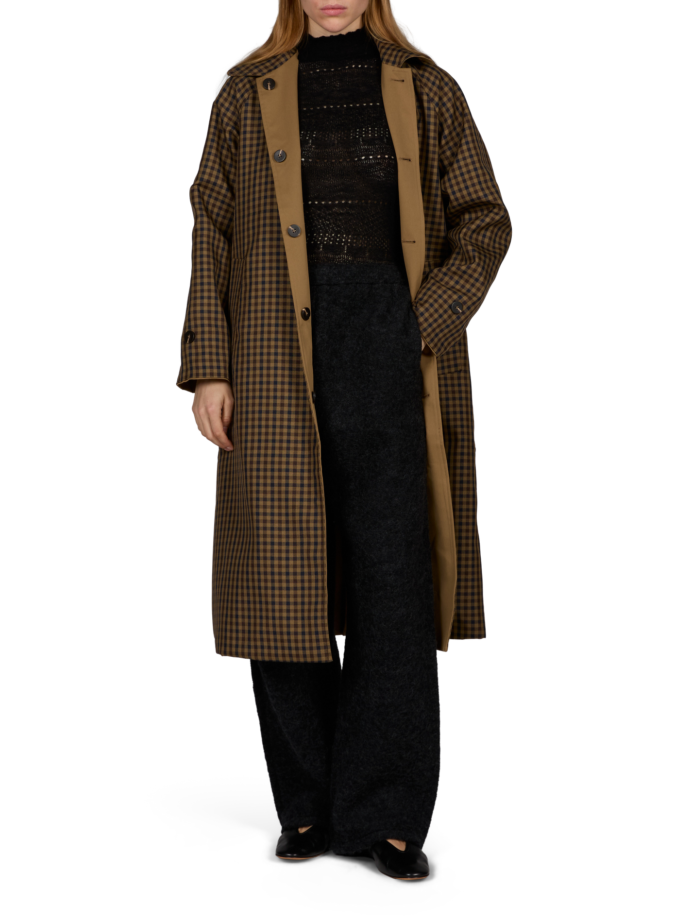 Tenela classic collar mid-length straight trench coat VILA Beige