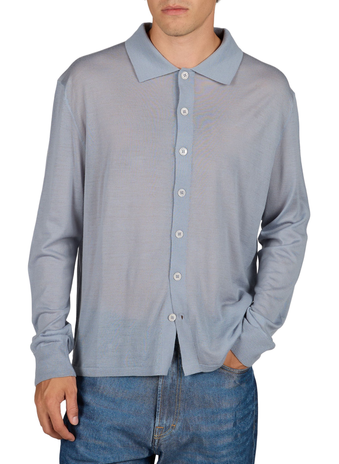 Gerader einfarbiger Woll-Cardigan OUR LEGACY Blau