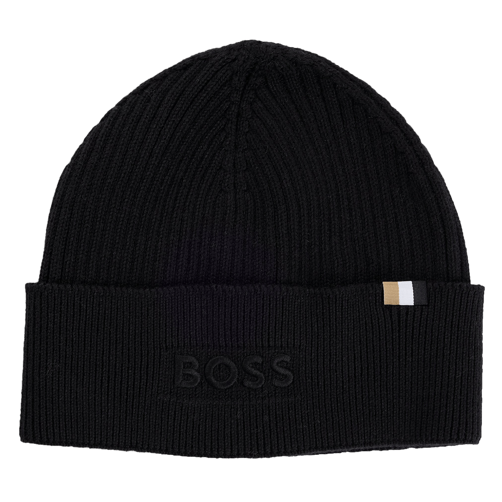 Bonnet en coton et laine BOSS Noir