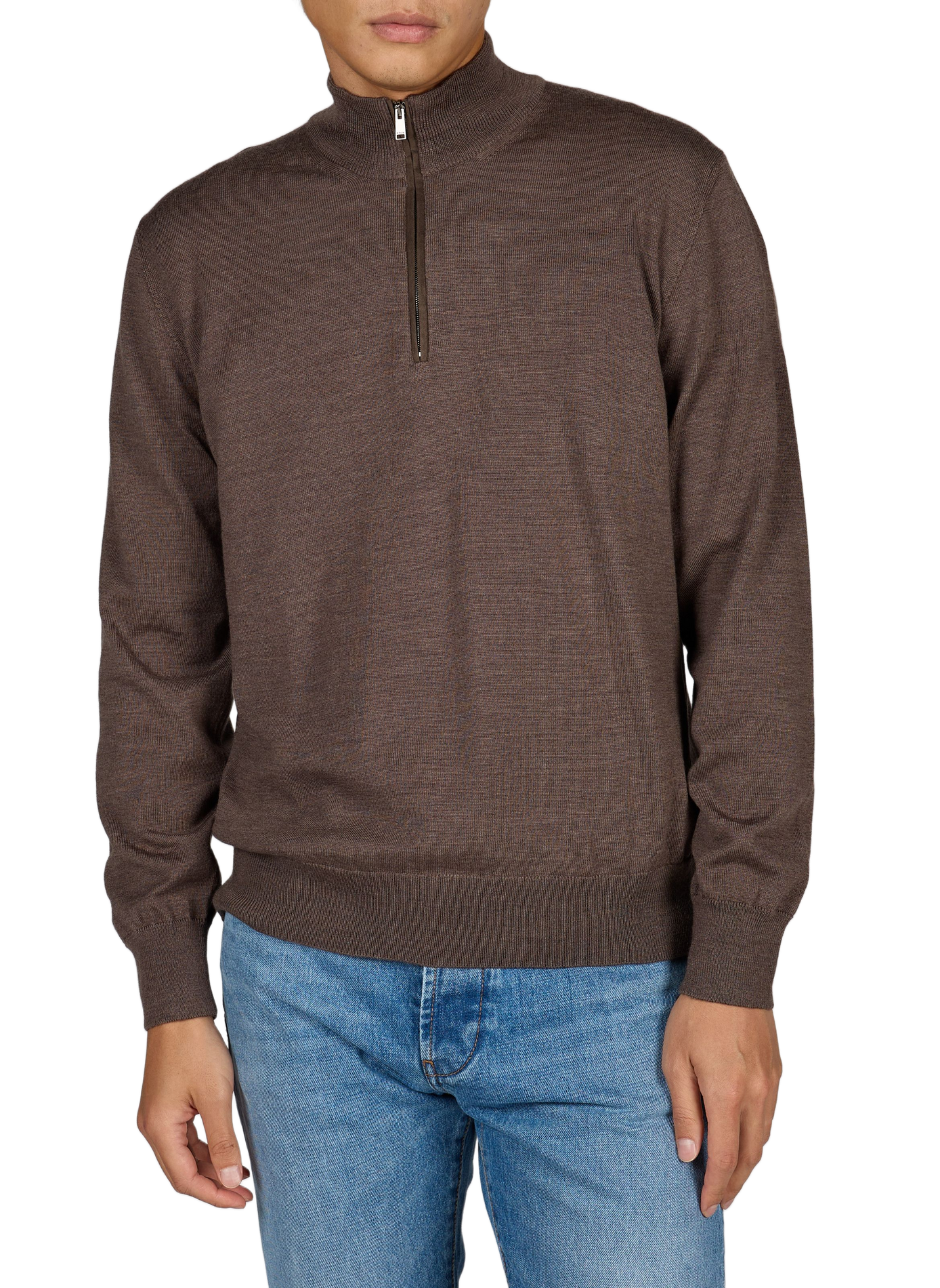 Wollpullover mit Stehkragen aus Merinowolle ETON Braun