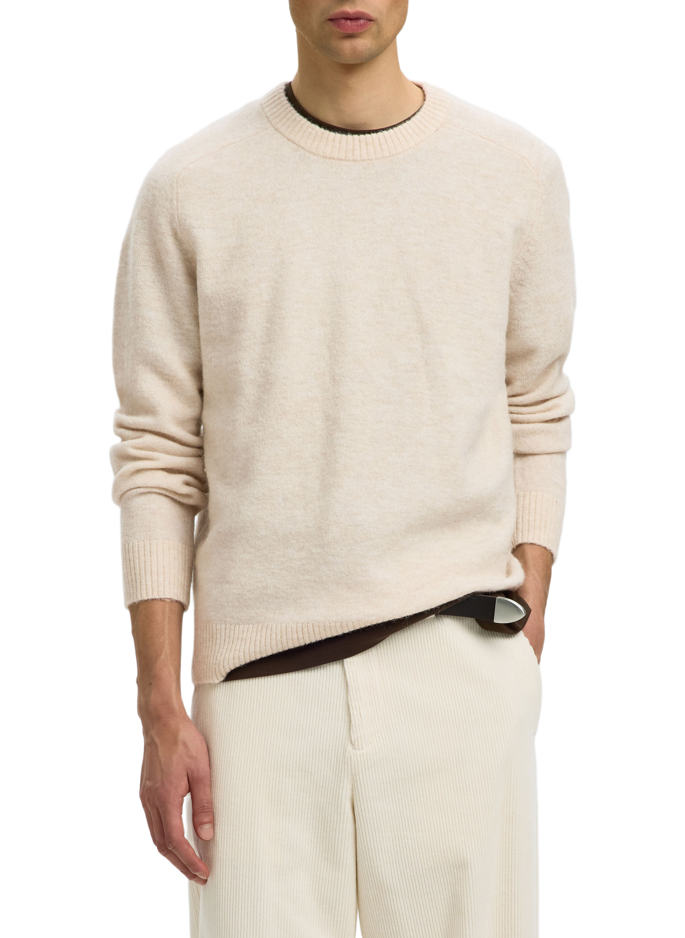 Cotton-blend jumper SELECTED Beige
