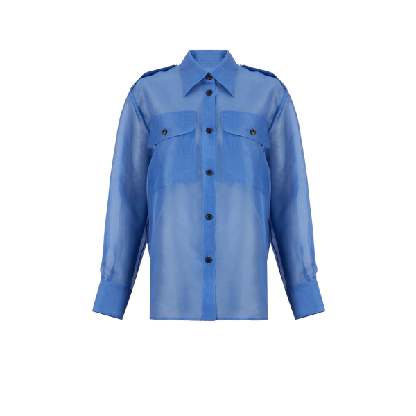 Khaite Transparent Silk Shirt In Blue