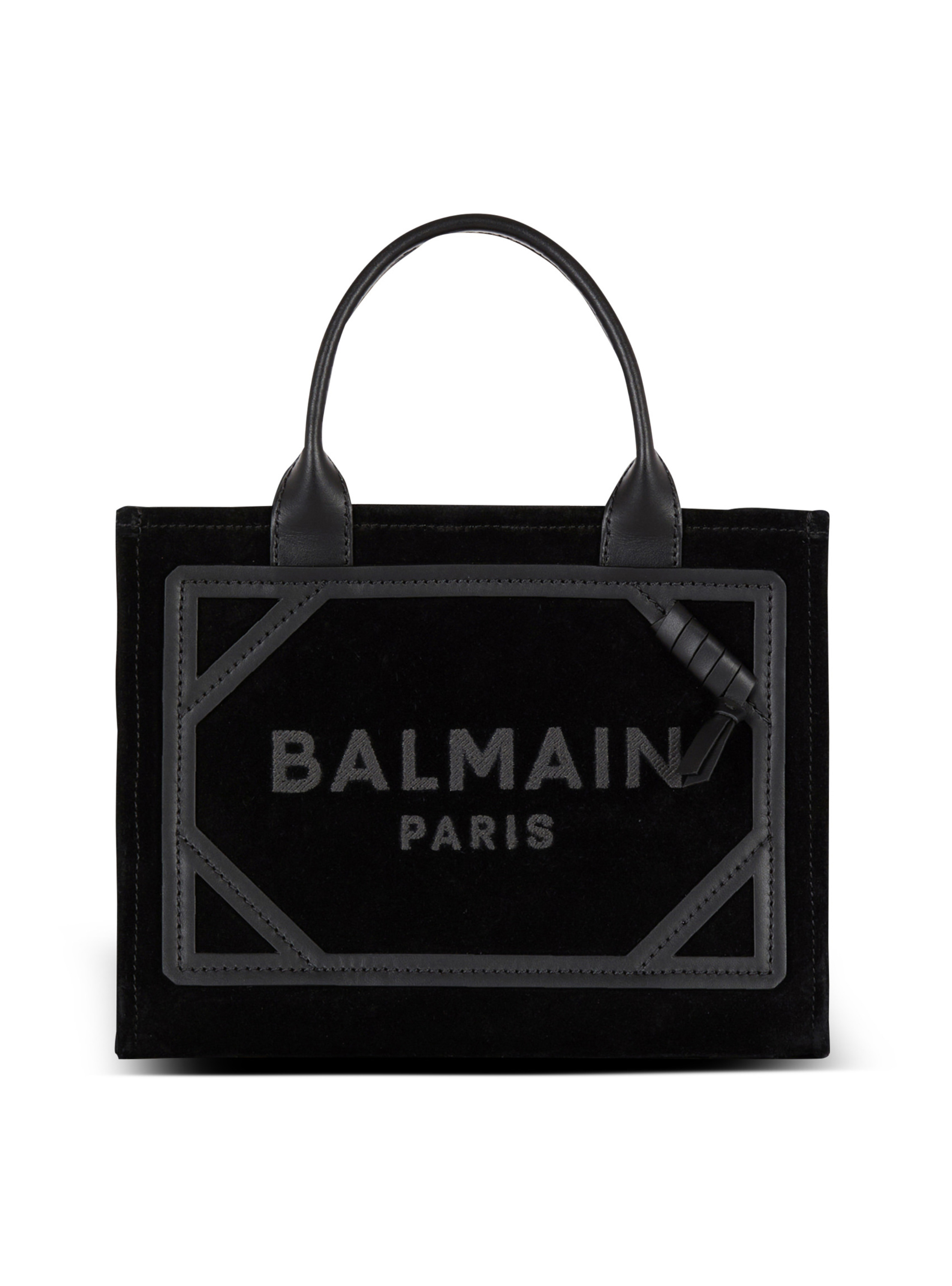 BALMAIN Sac cabas b-army small en cuir suédé Noir