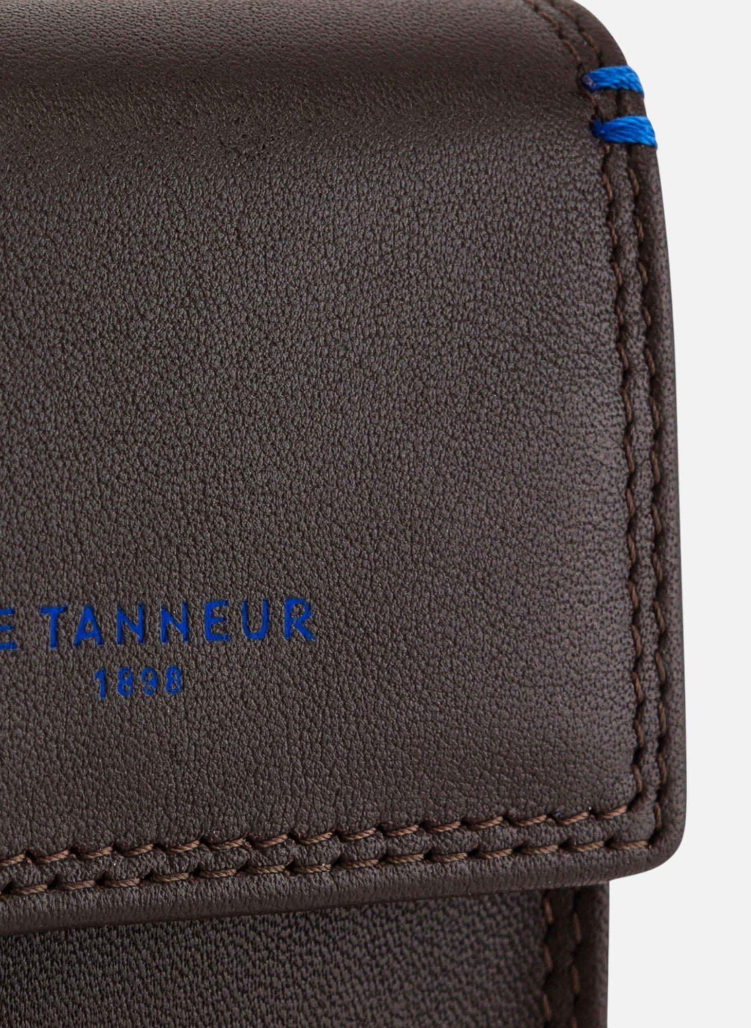 Etui clés à rabat martin en cuir lisse LE TANNEUR Marron