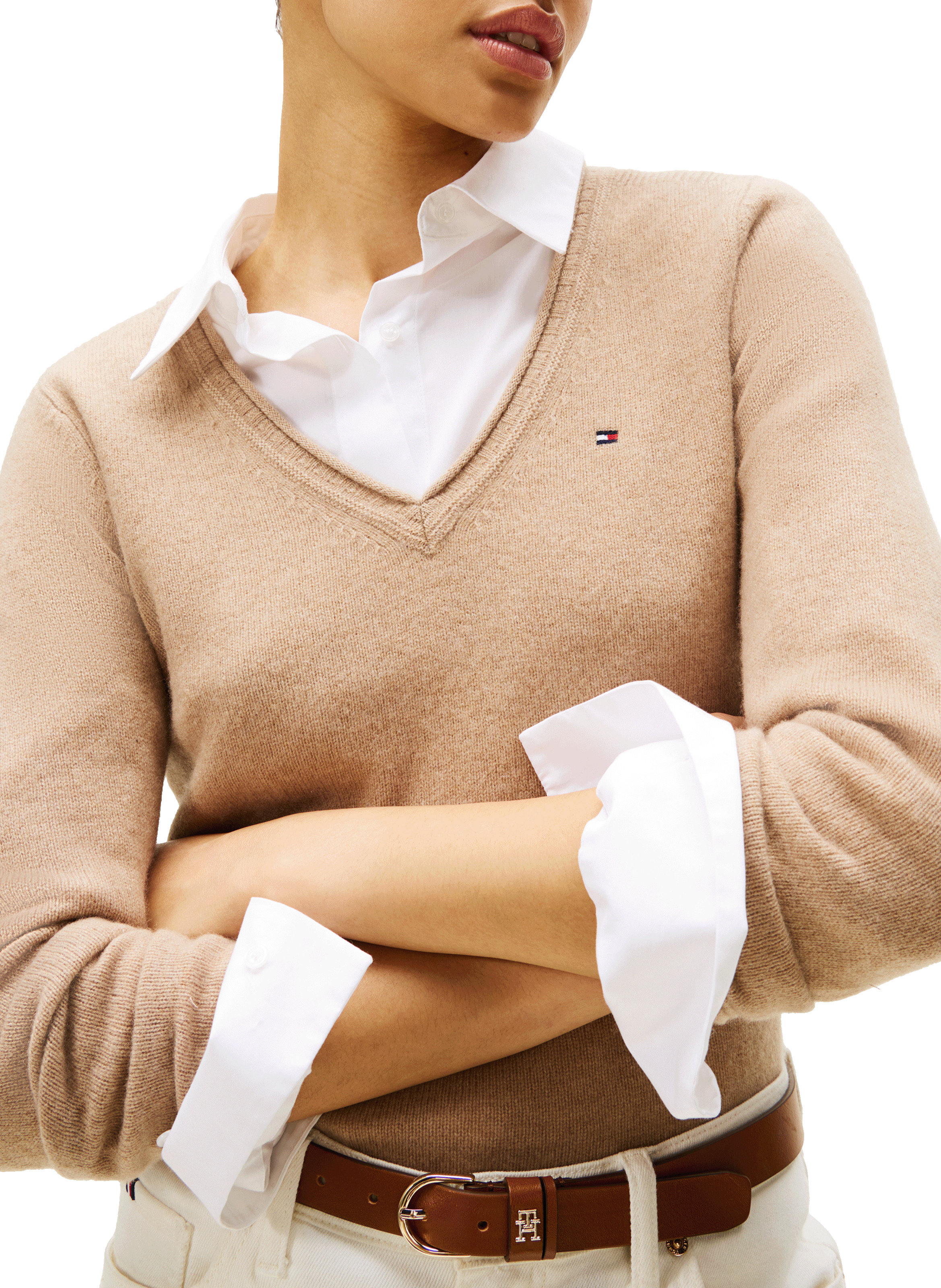 Pull en laine  TOMMY HILFIGER Beige