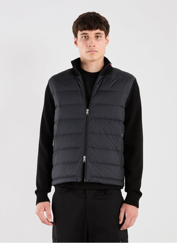 Cardigan zippé en coton matelassé Noir by MONCLER MONCLER Cardigan zippé en coton matelassé Noir