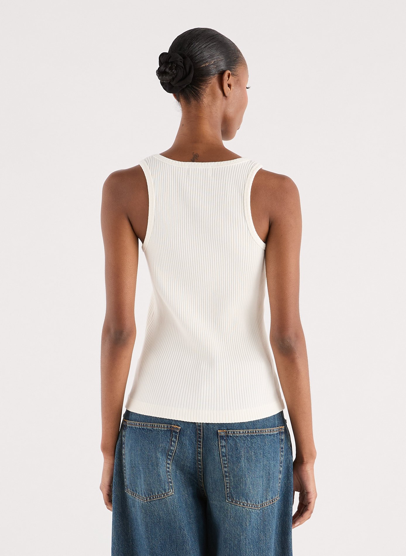 Ribbed Cotton tank top GANNI Beige