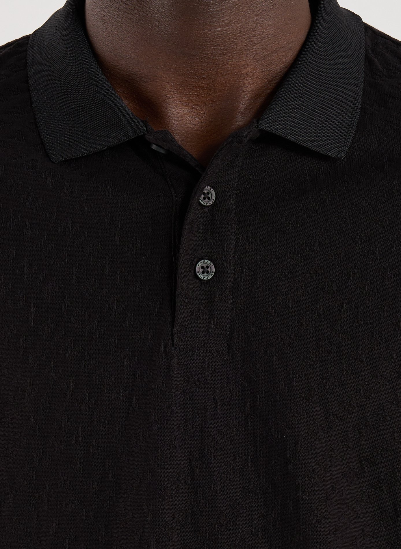 Polo manches courtes jacquard en coton ARMANI EXCHANGE Noir
