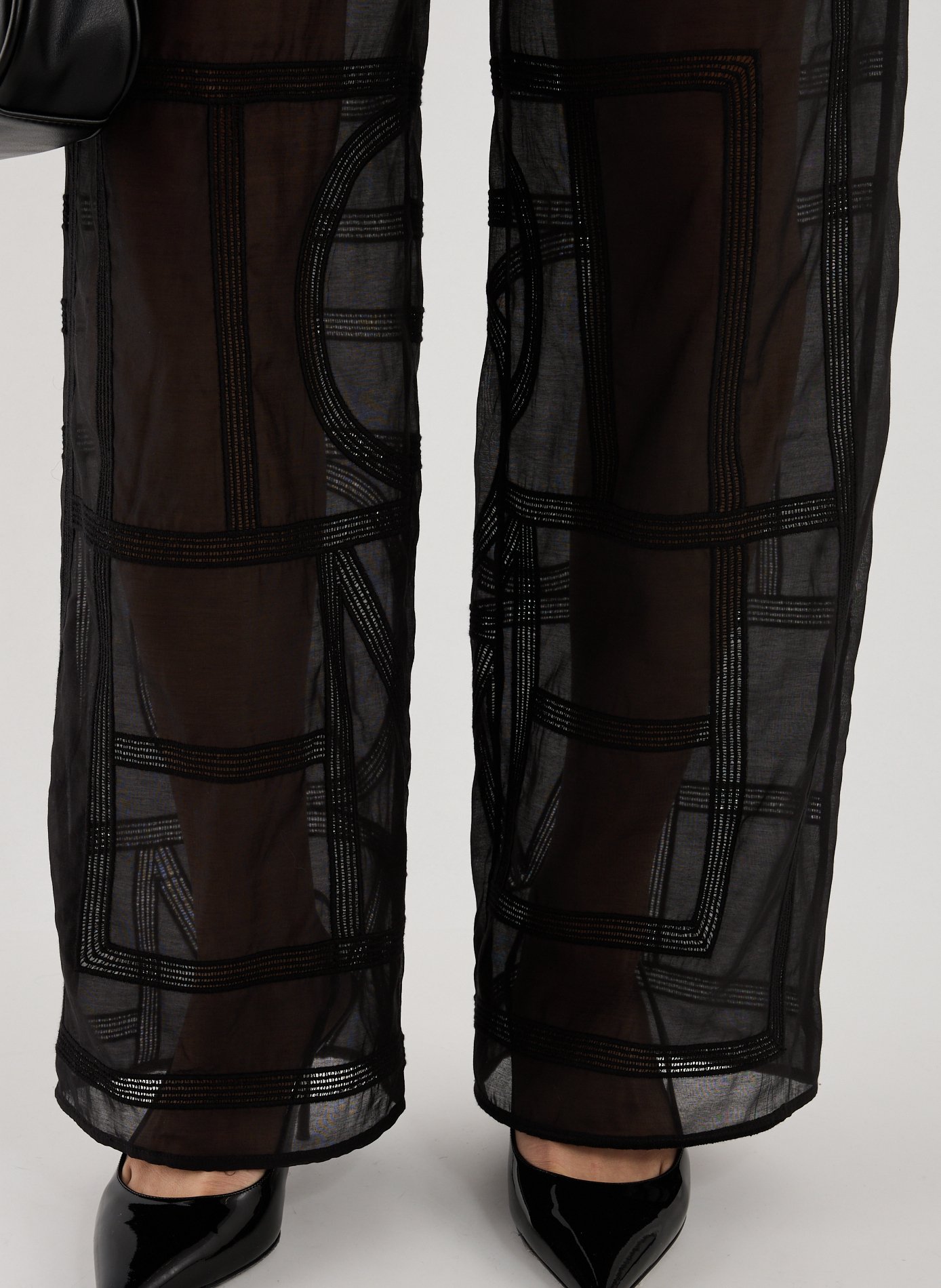 Embroidered cotton and silk trousers TOTEME Black