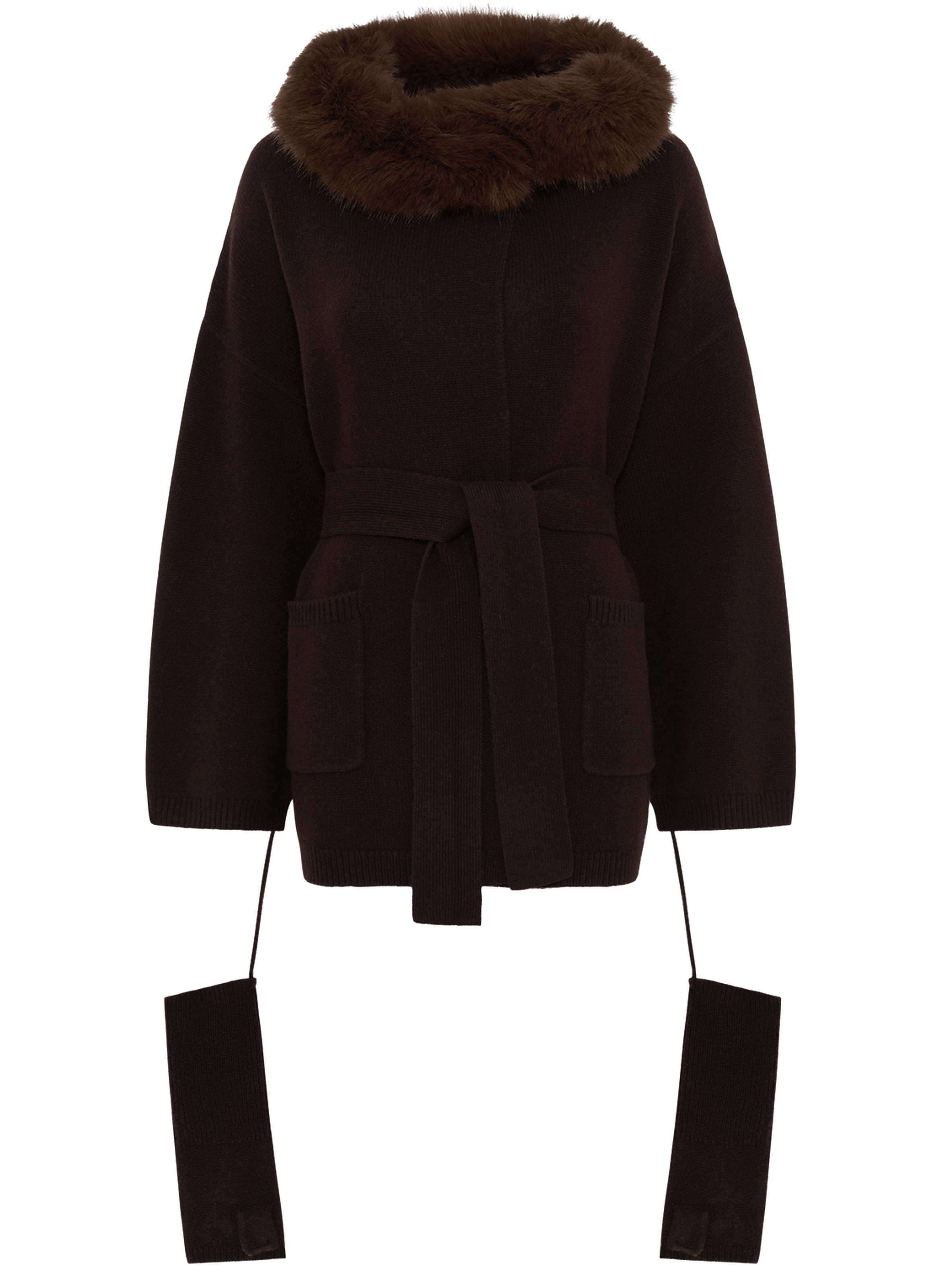 Gilet en cachemire à capuche - elo GERARD DAREL Marron