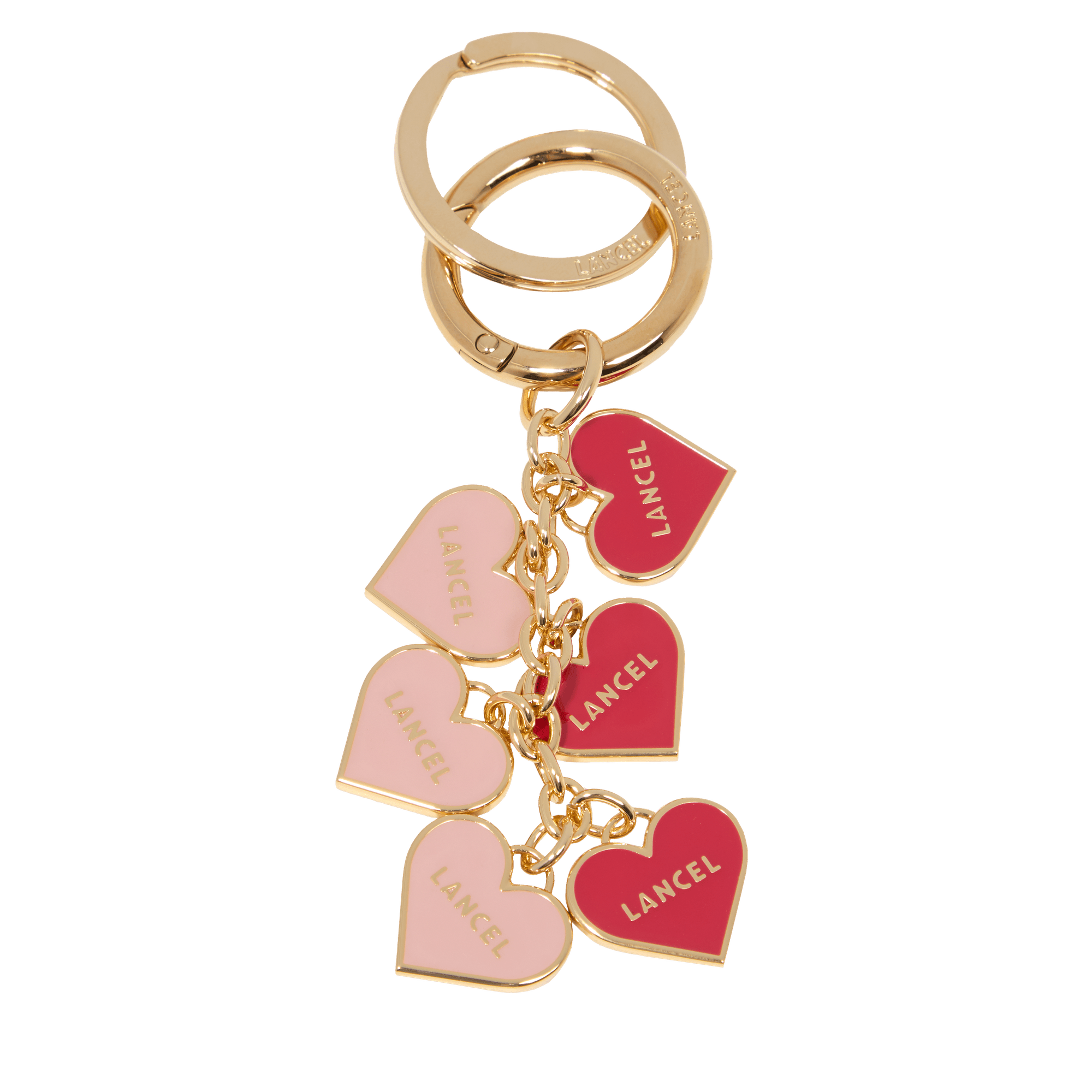Porte-clés multi-cœurs breloques de lancel en métal LANCEL Rose