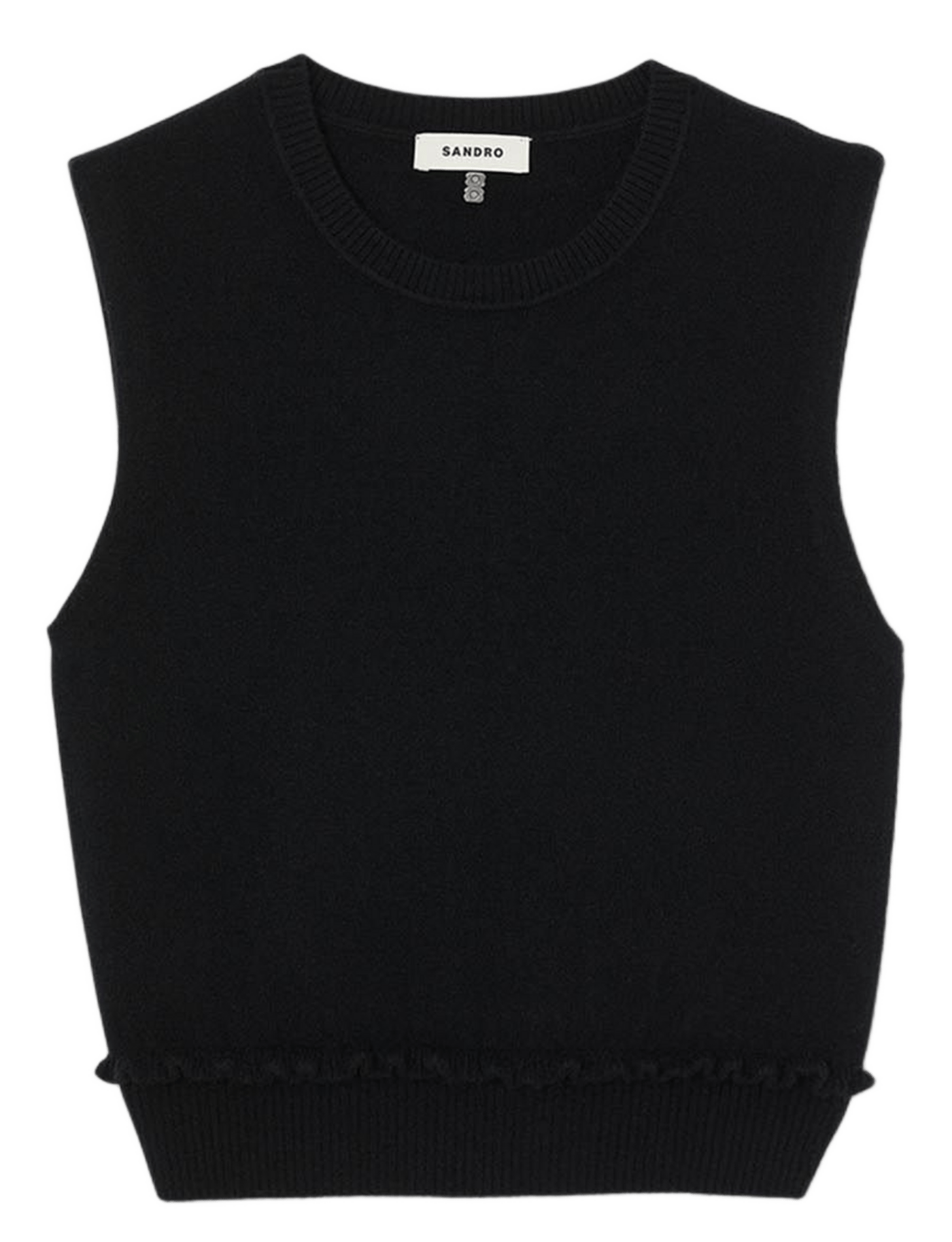 Pull court sans manches en laine et cachemire SANDRO Noir