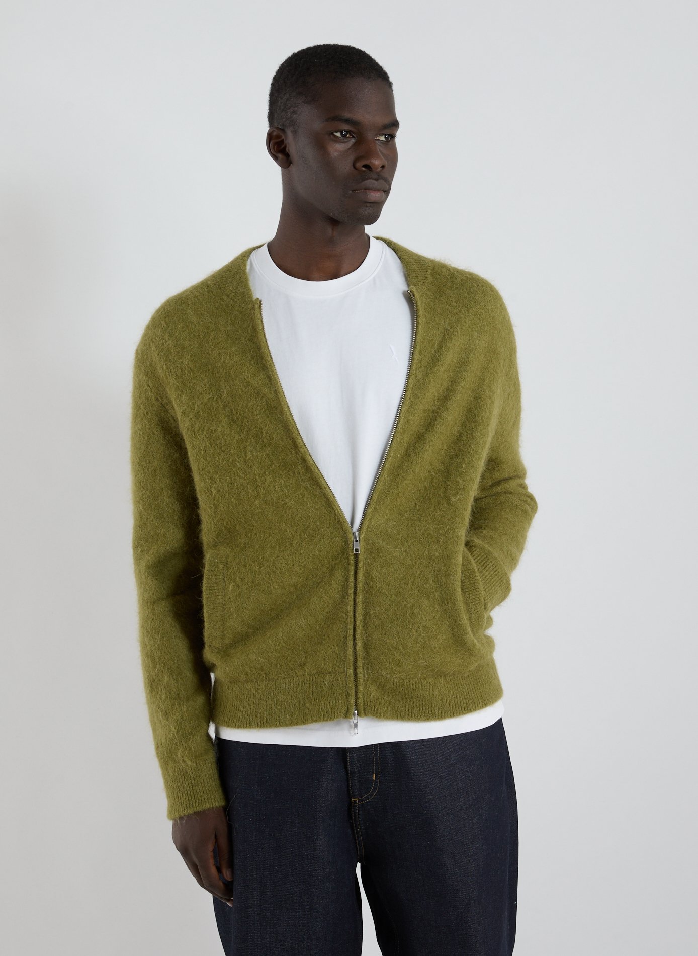 NN.07 Mixed alpaca aviator jacket Green
