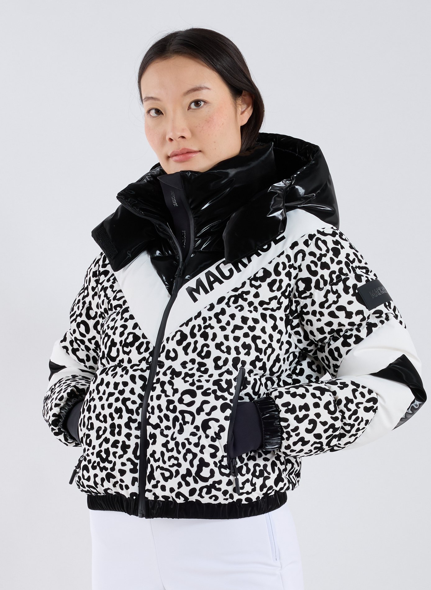 Manteau de ski en duvet et tissu floqué avec motif chevron MACKAGE Multicolore