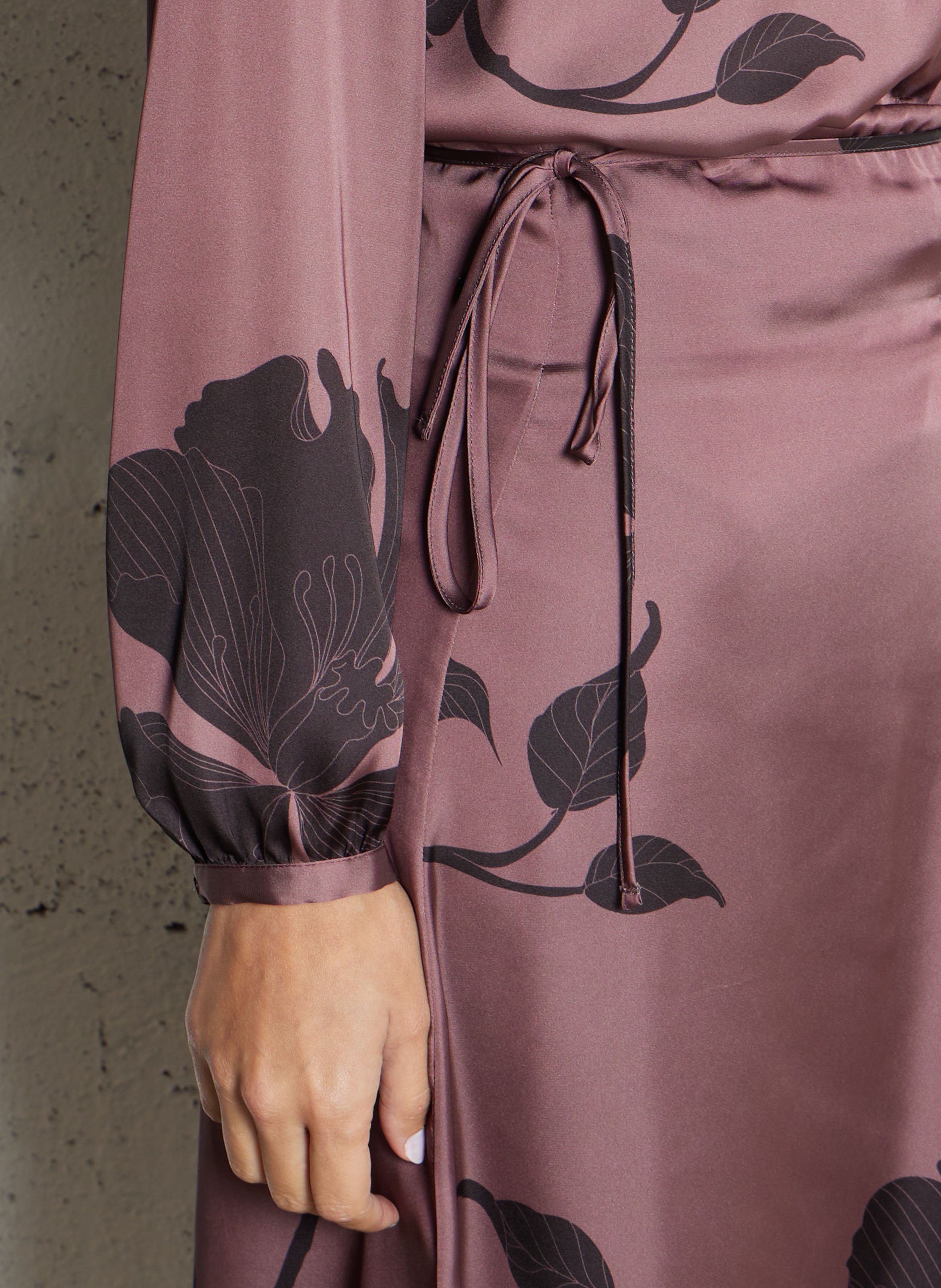 Chemise ample à jabot imprimé floral IKKS Marron