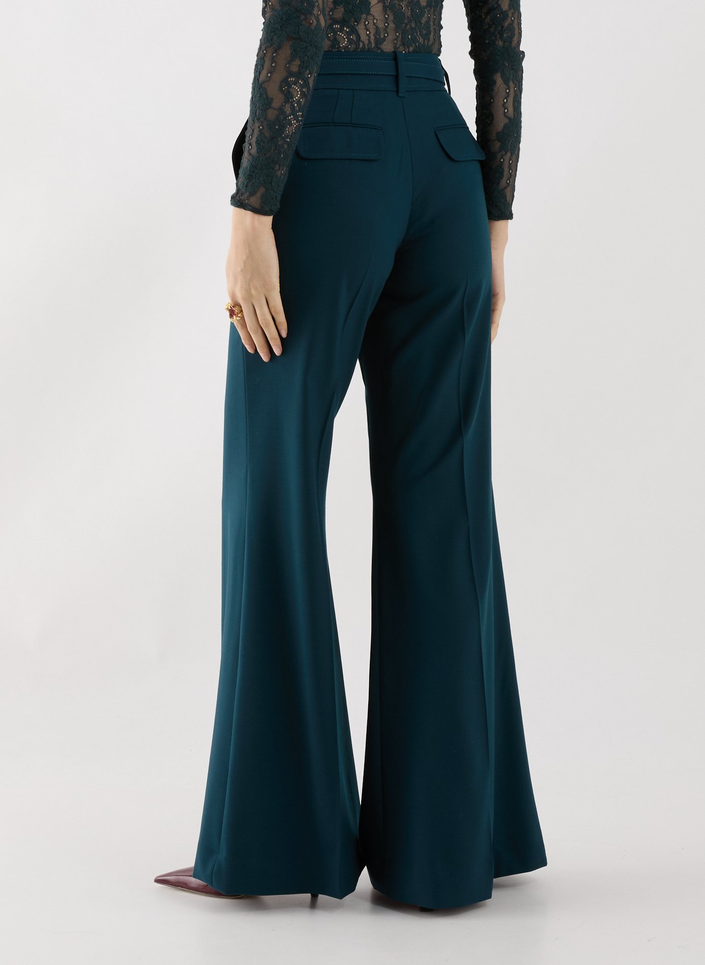 Rebellion Tailored Flare wool blend flare pants ZIMMERMANN Green