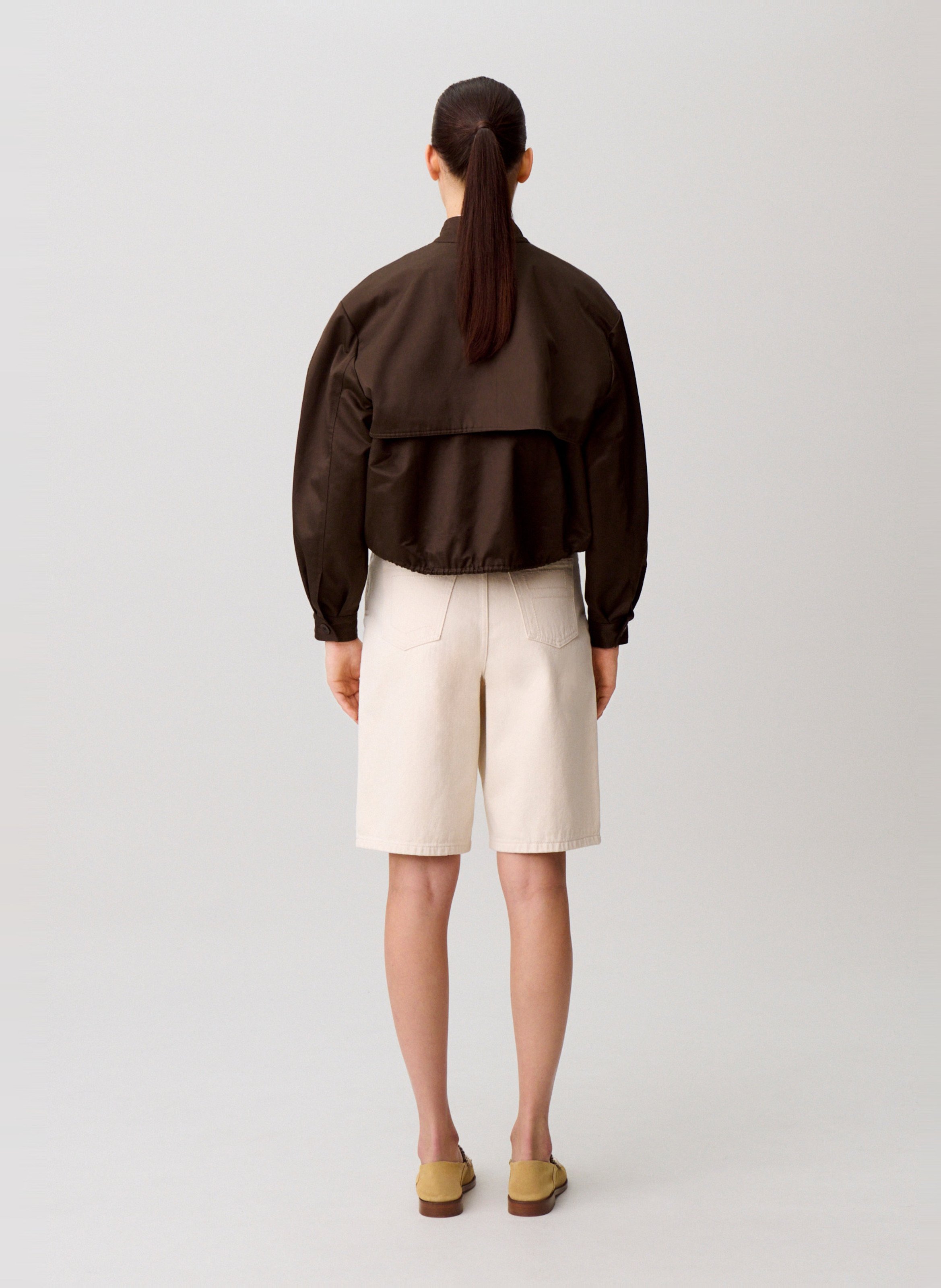 Blouson oversize col montant en coton mélangé CLAUDIE PIERLOT Marron