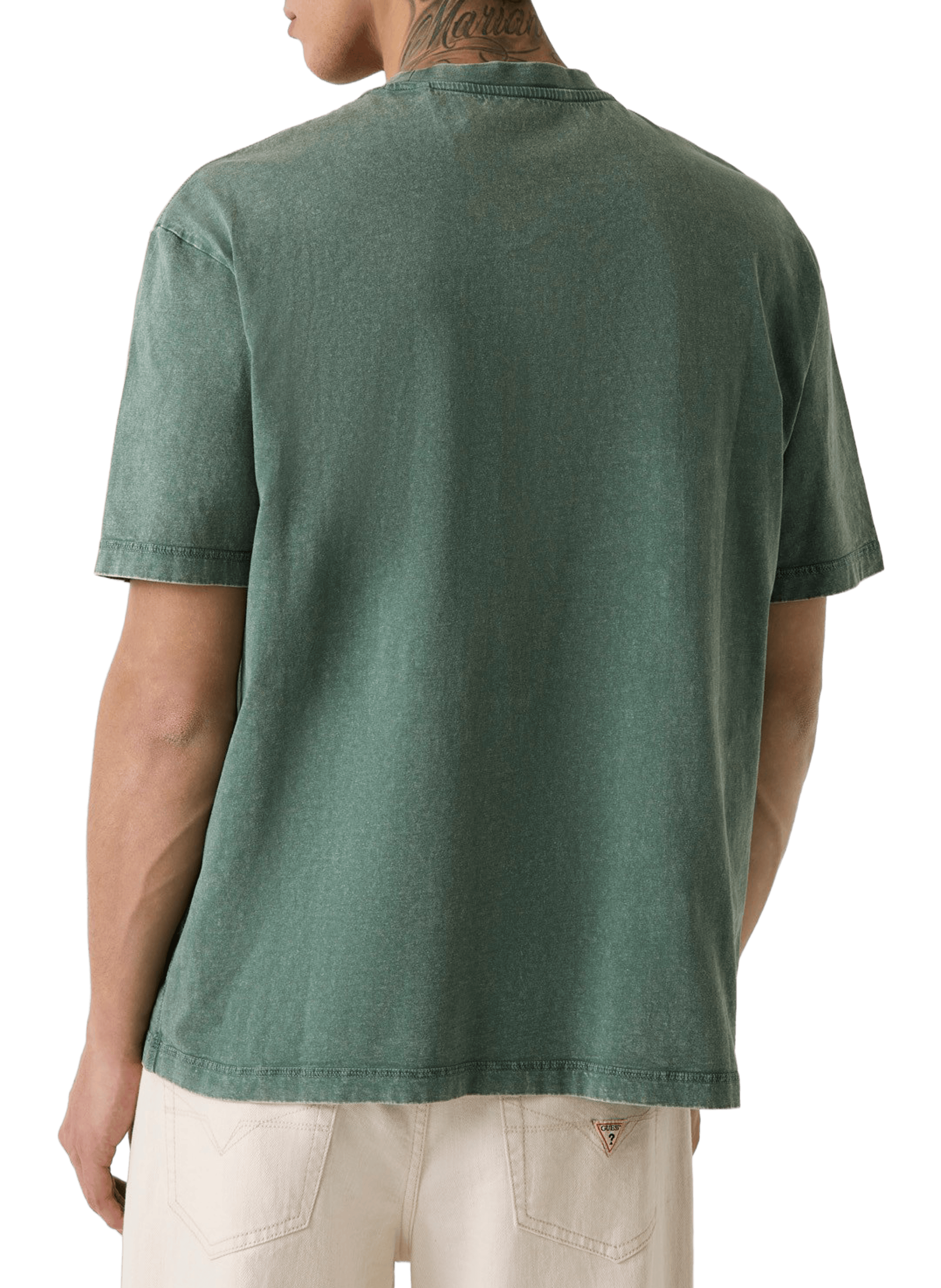 T-shirt droit en coton GUESS Vert