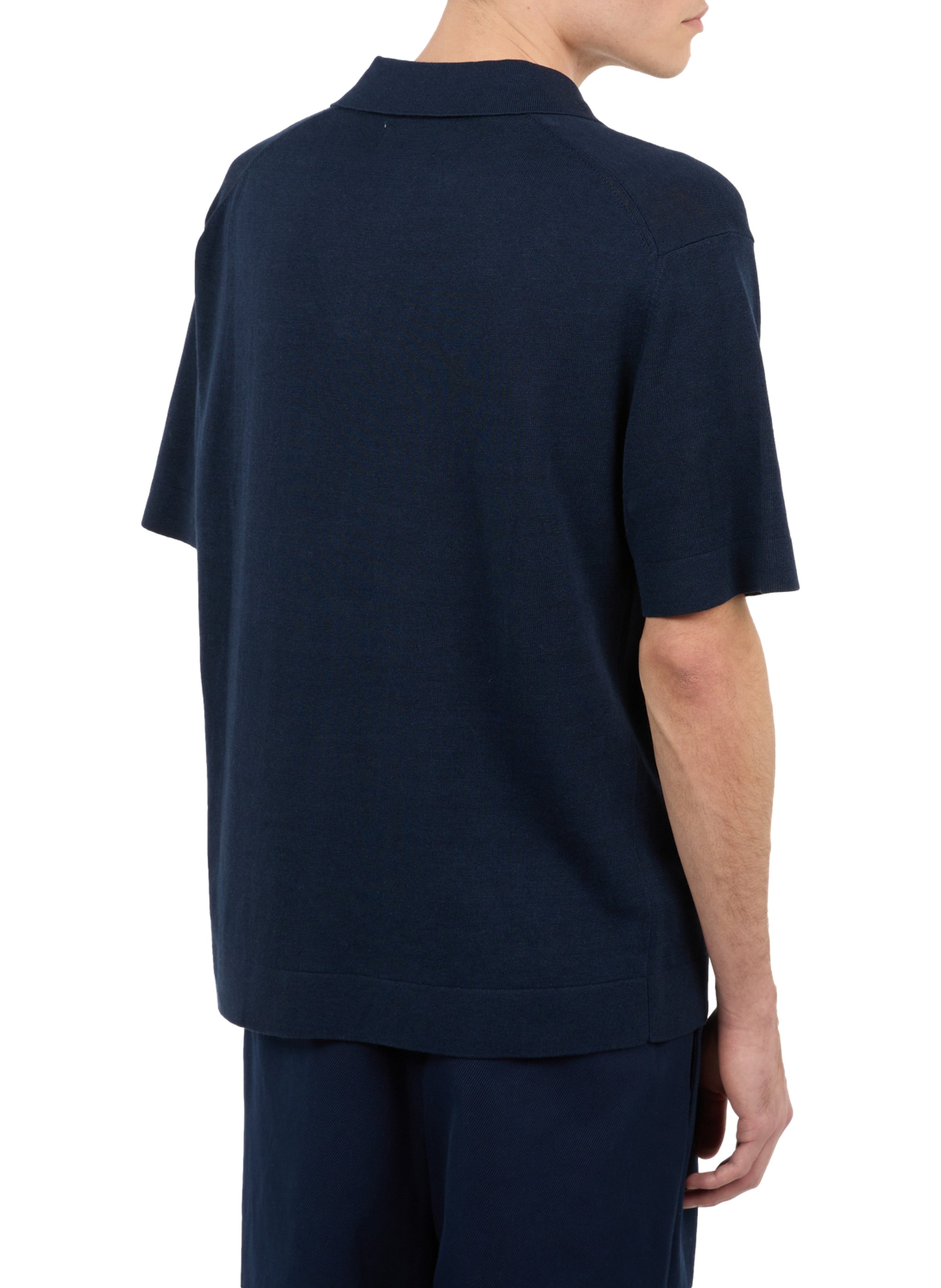 Polo Holl à manches courtes en lin et coton SAISON 1865 Bleu