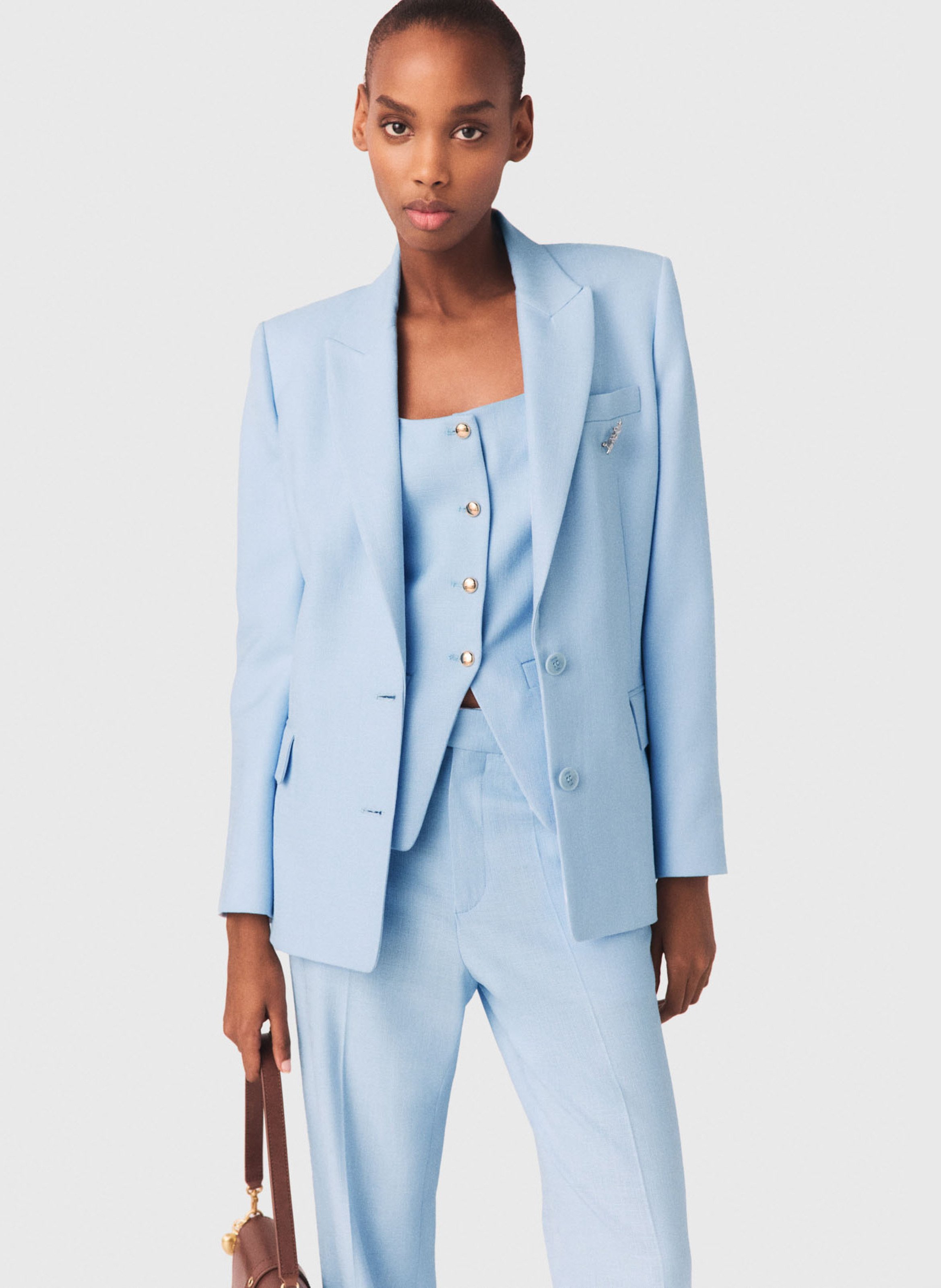Veste de tailleur droite unie MAJE Bleu