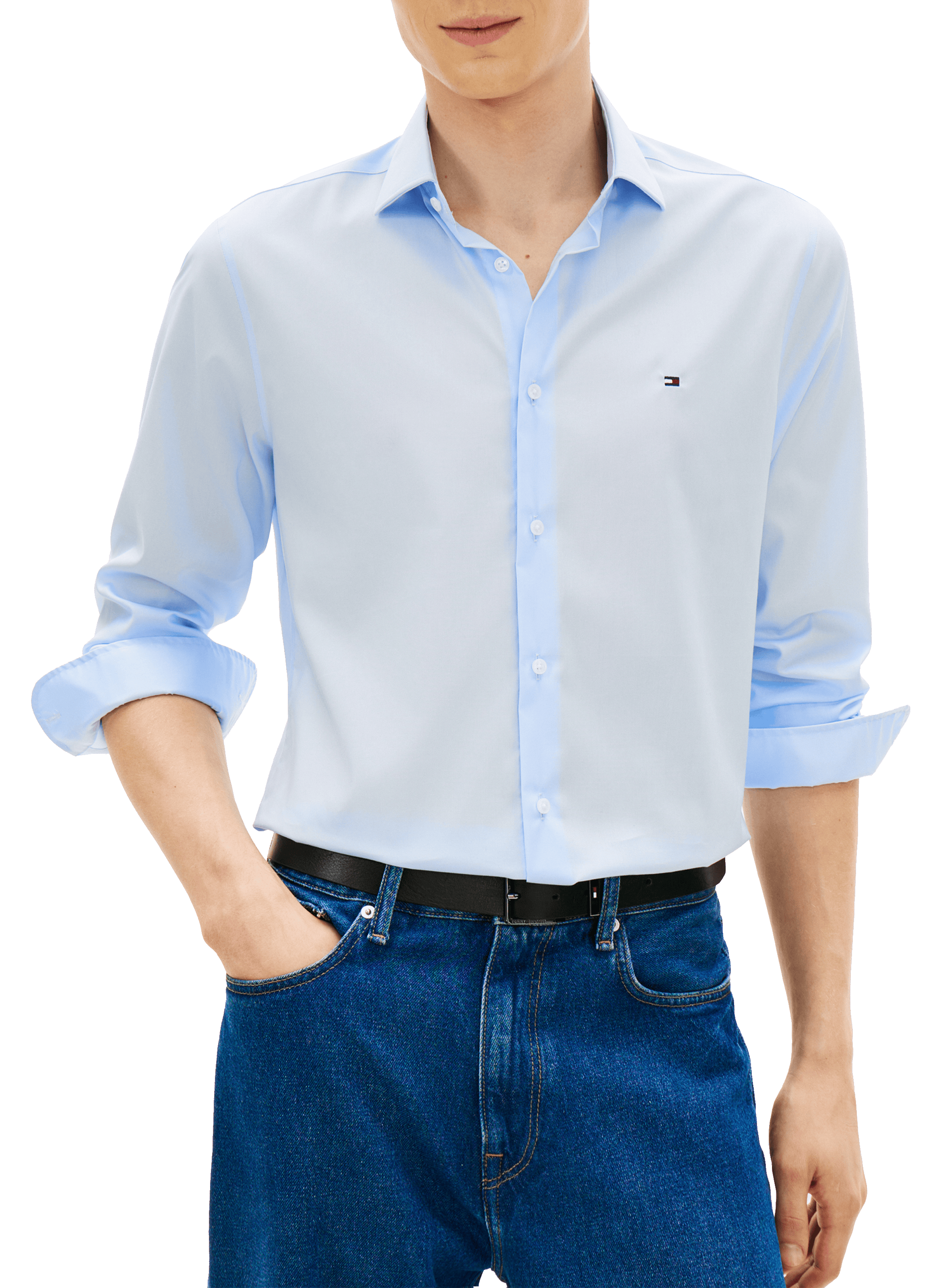 Straight organic cotton shirt TOMMY HILFIGER Blue