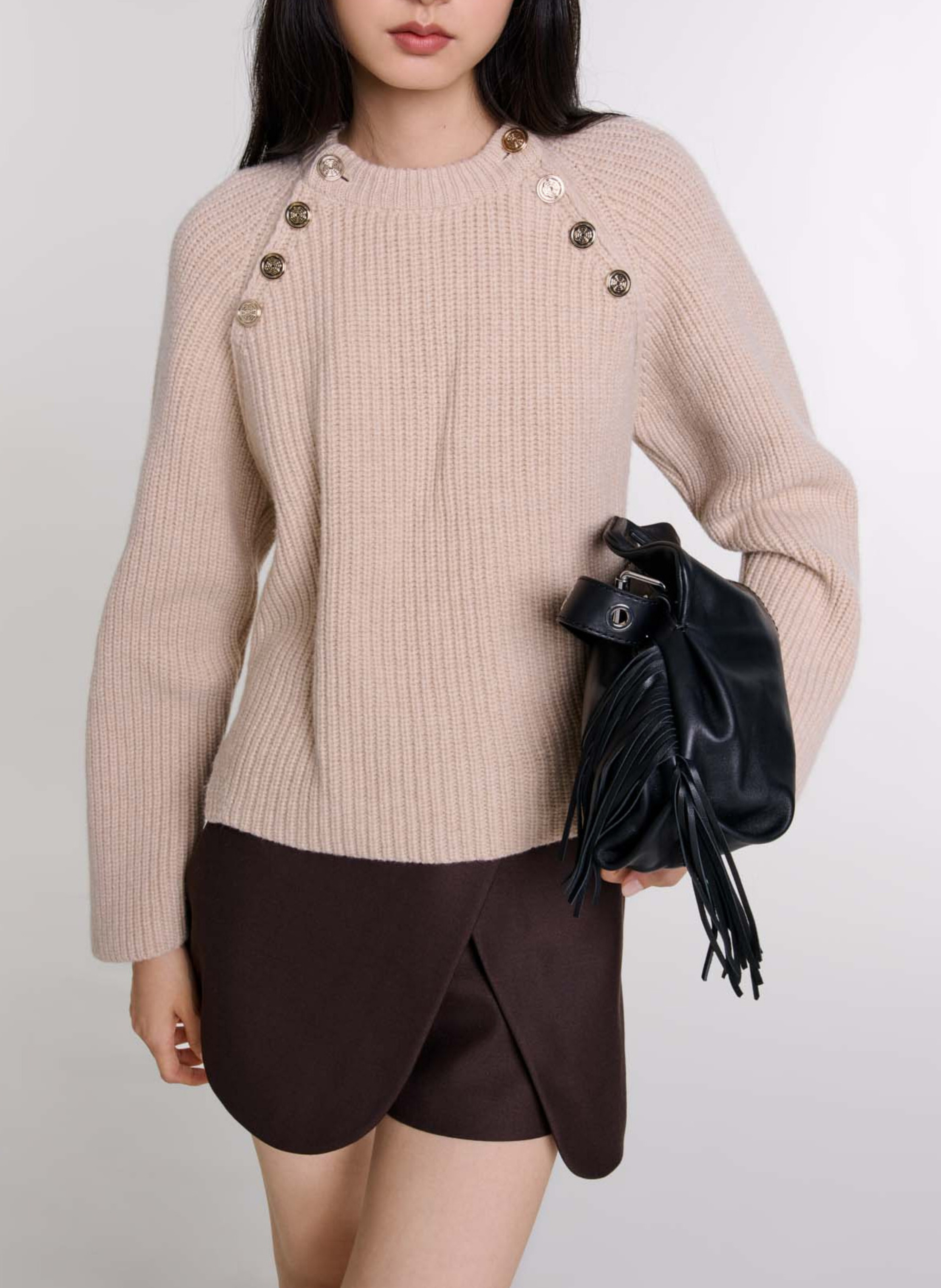 Mini jupe short MAJE Marron