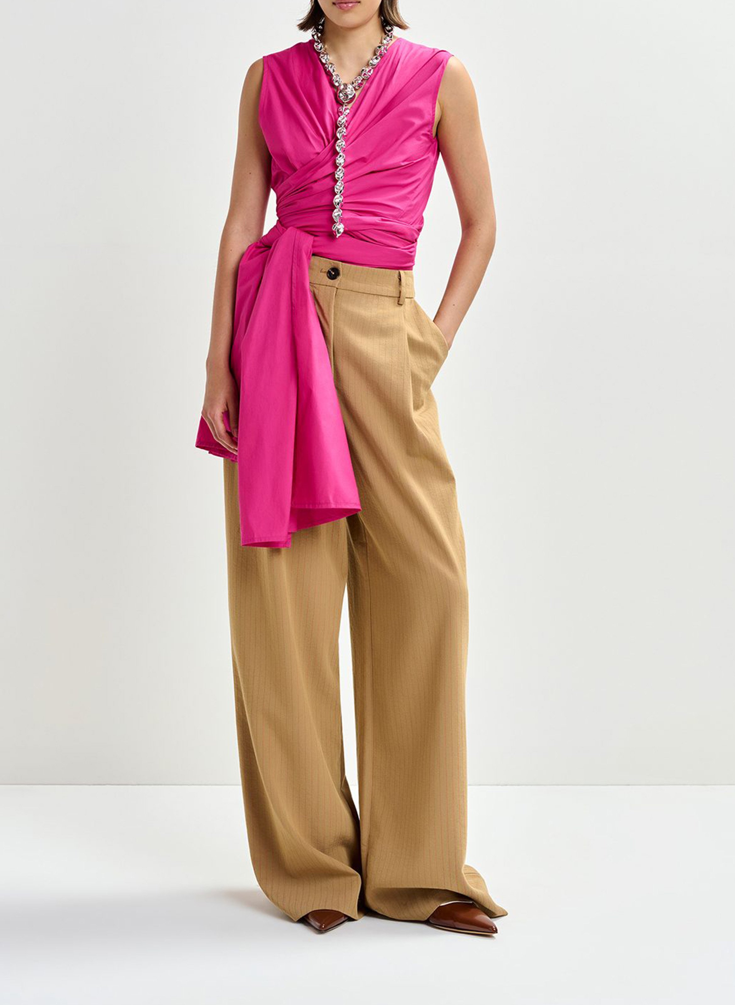 Top droit imprimé en coton jelani ESSENTIEL ANTWERP Rose