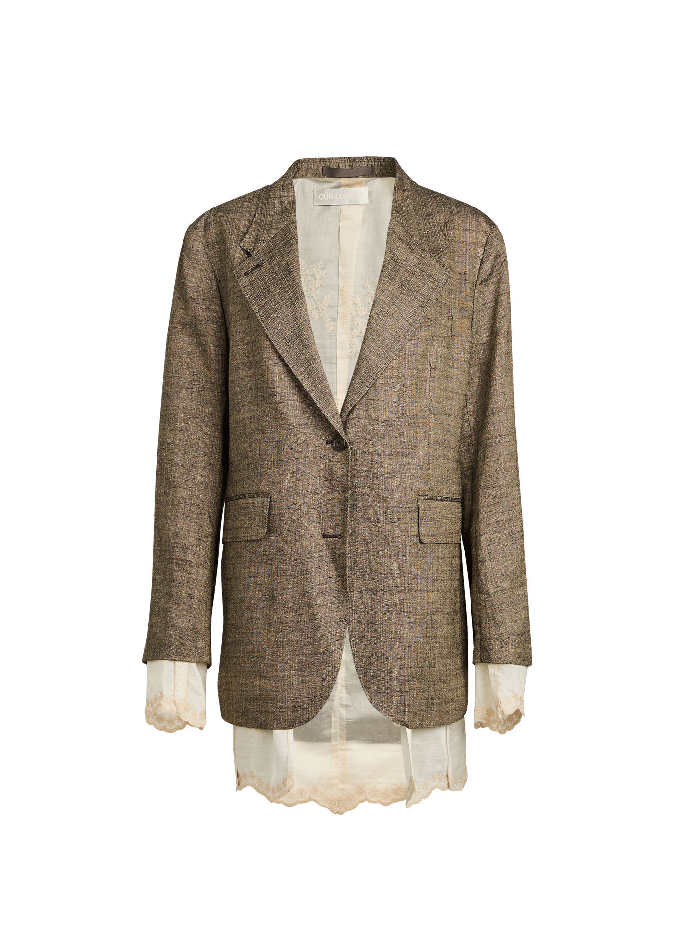 Blazer col tailleur en lin mélangé OUR LEGACY Beige