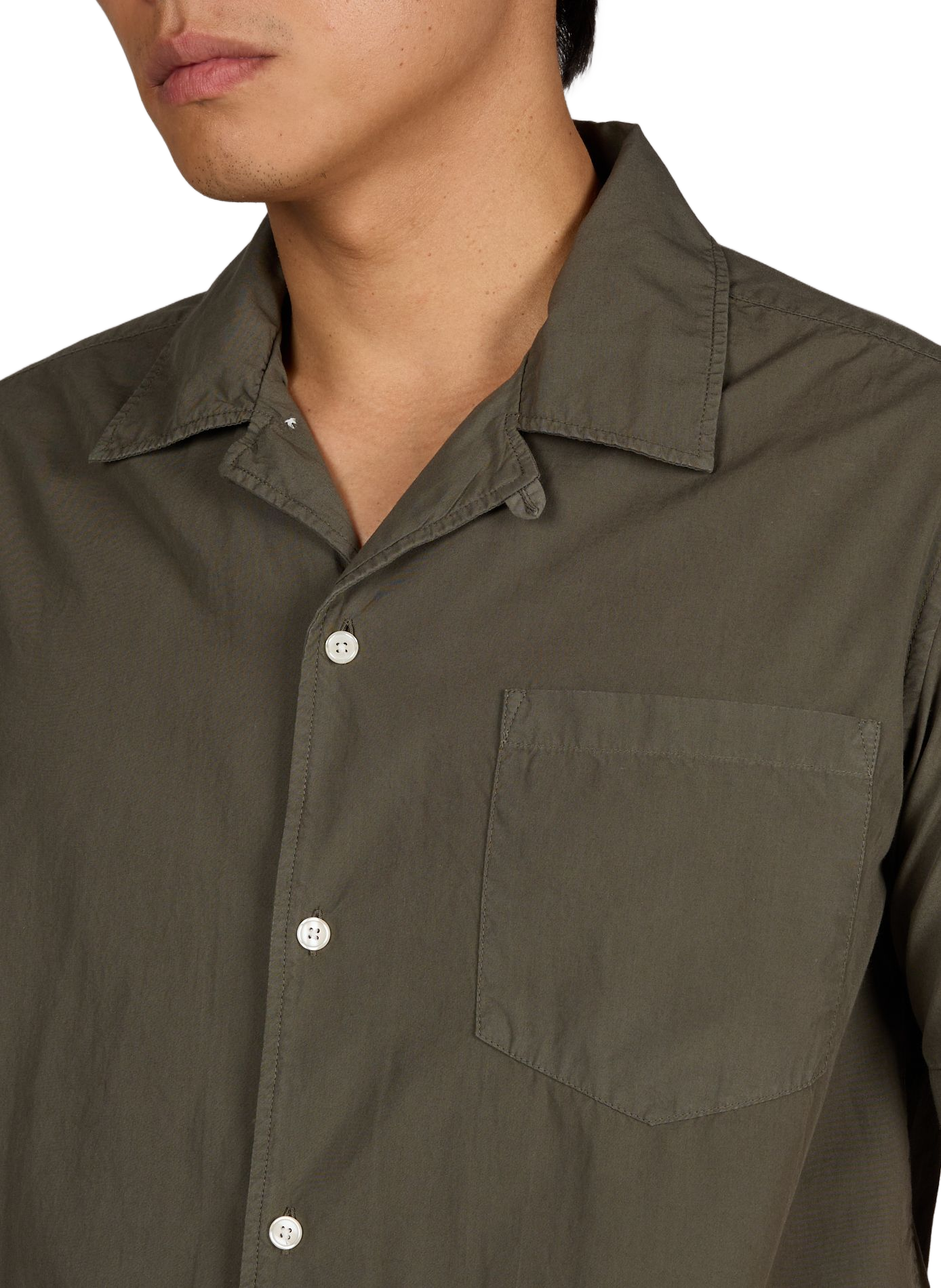 Solid button-down shirt AU PRINTEMPS PARIS Khaki