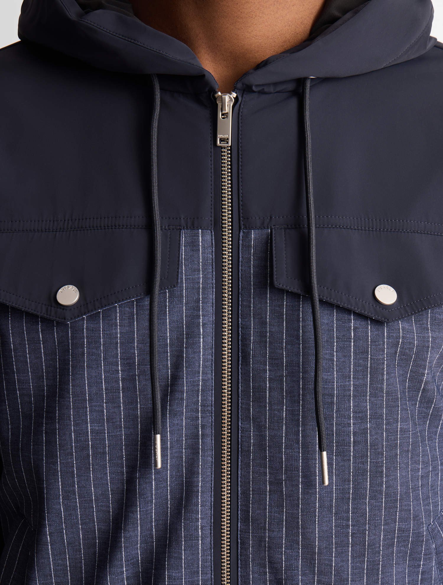 Blouson rocelan col capuche coupe regular FUSALP Bleu