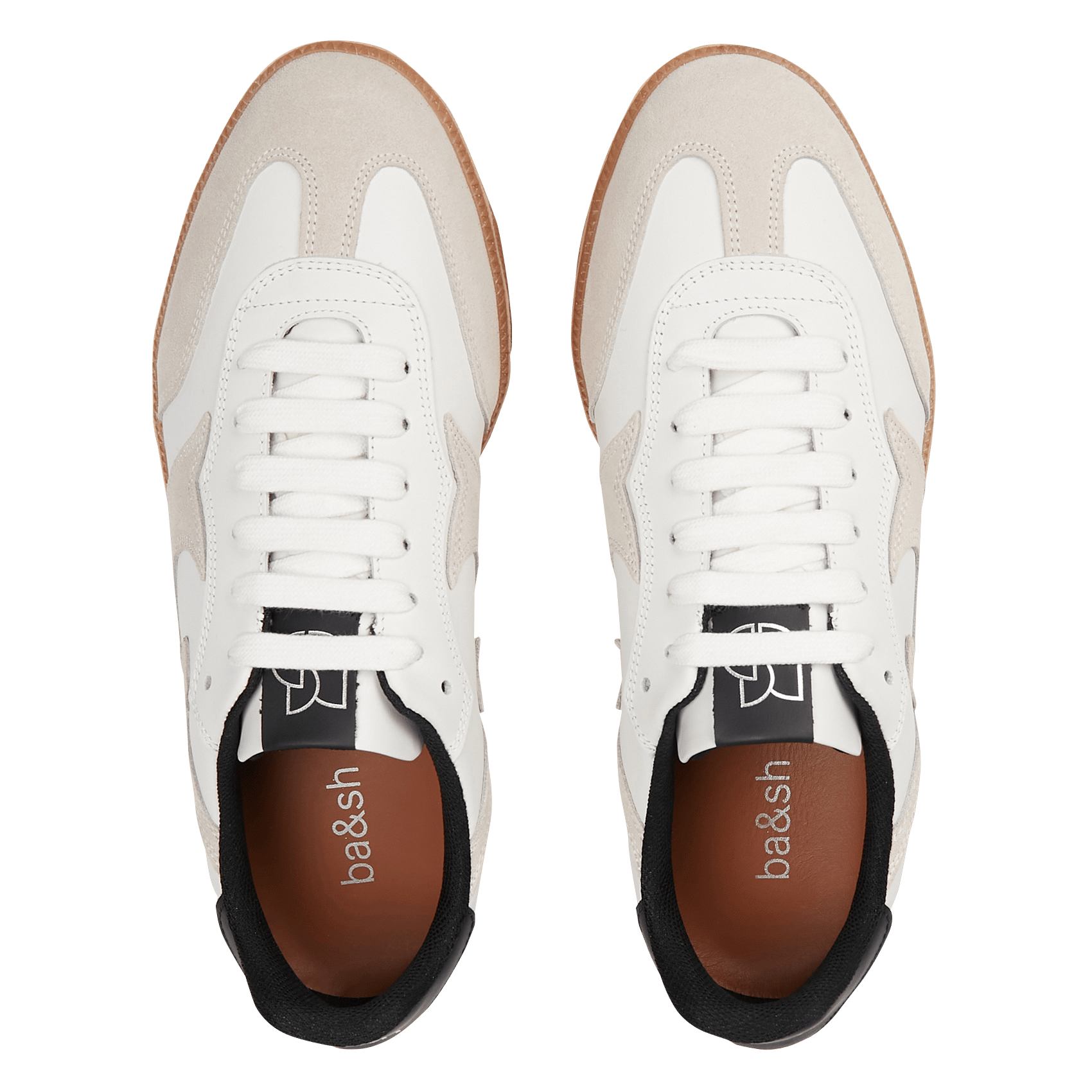 Baskets basses en cuir bi-matière crew BA&SH Blanc