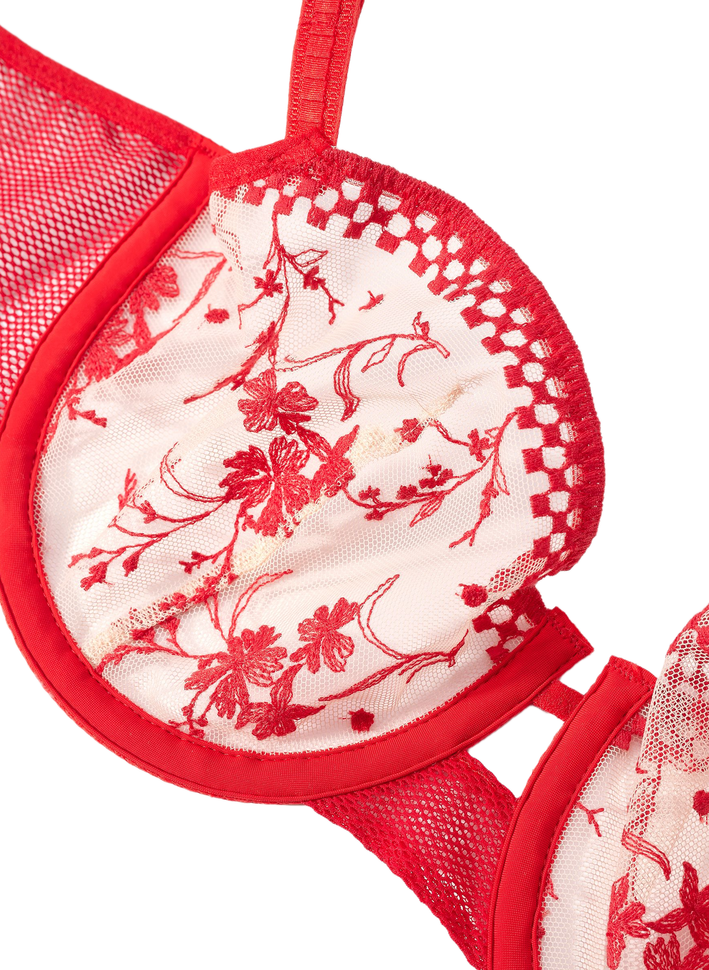 Soutien-gorge balconnet Suzy en dentelle fleurie PASSIONATA Rouge