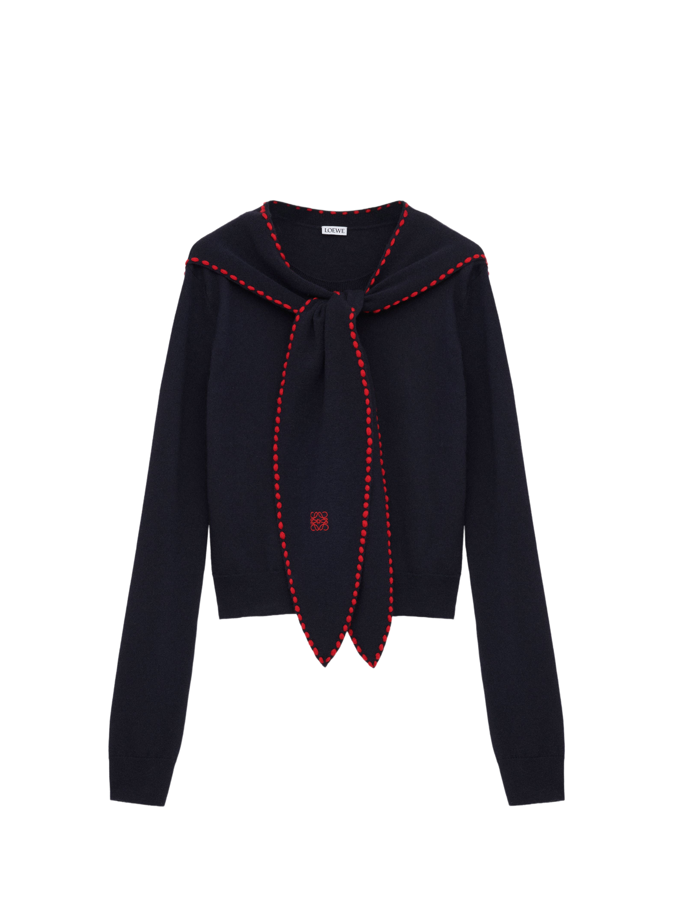 Wool lavallière blouse with embroidered details LOEWE Blue