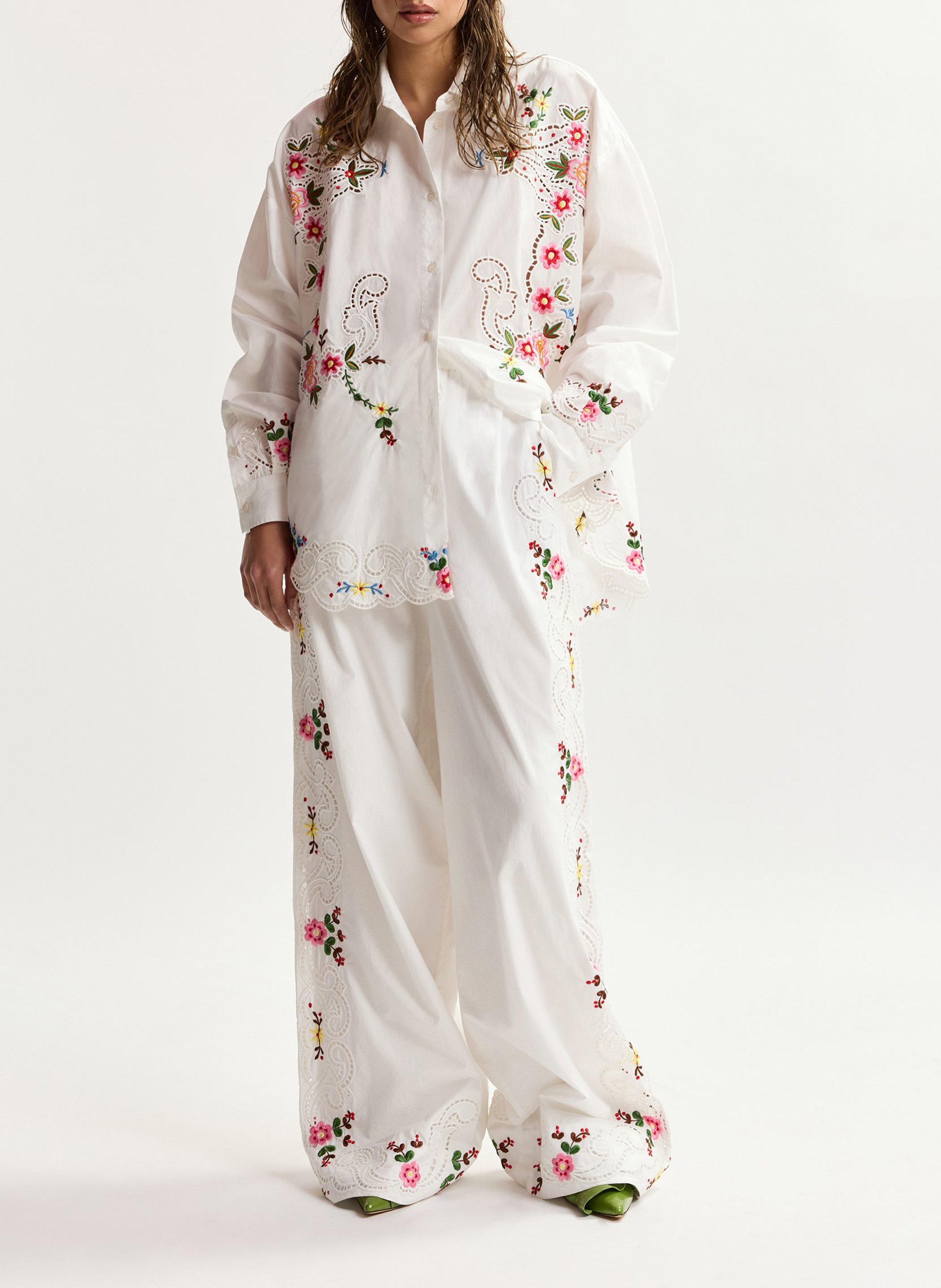 Chemise oversize à broderies jayme Blanc