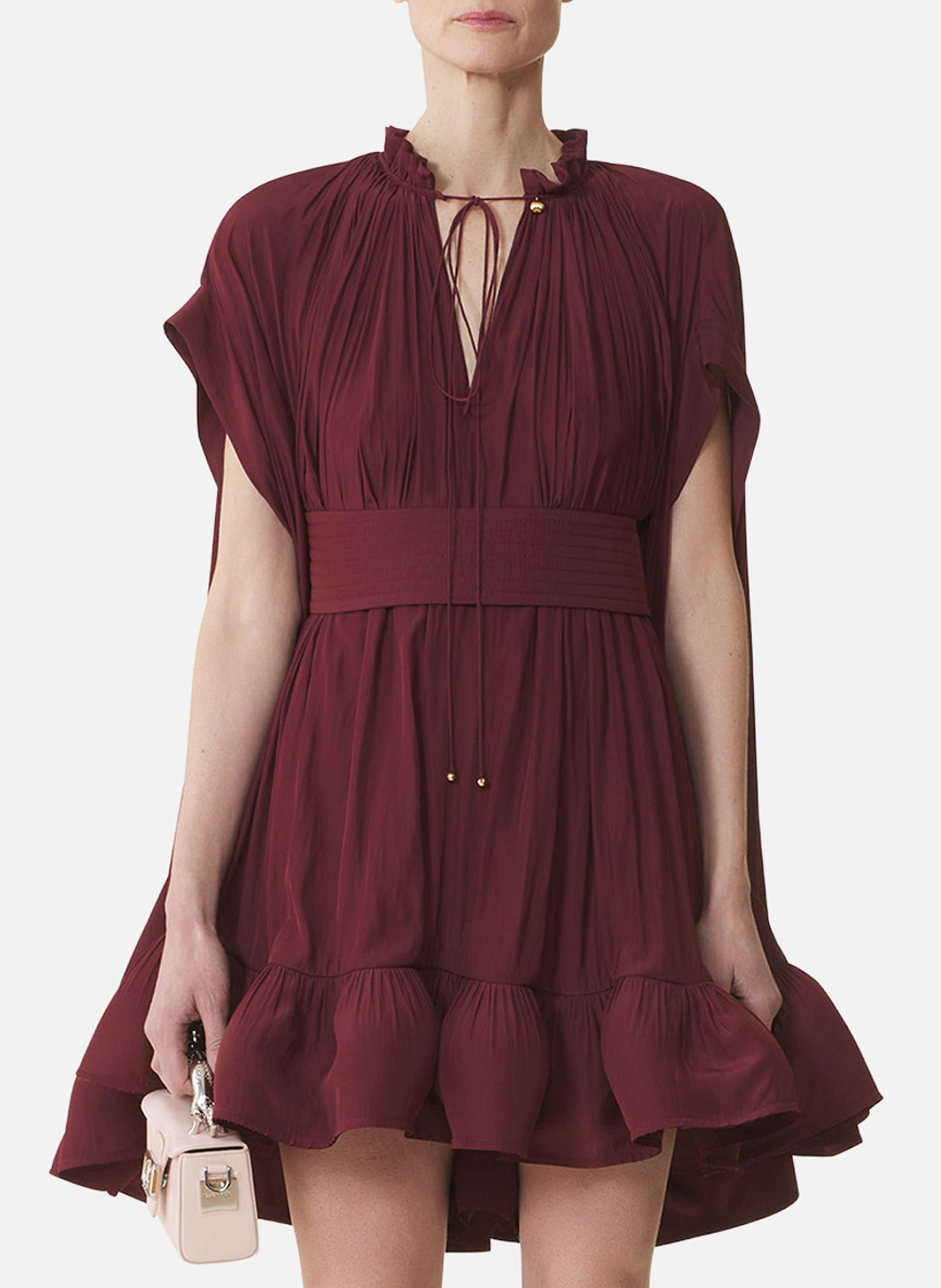 Robe courte en charmeuse LANVIN Rouge