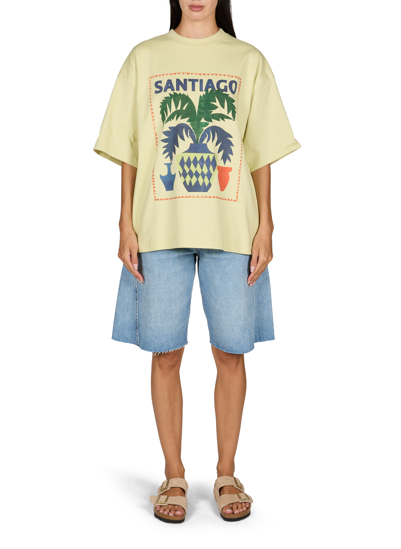 Tee-shirt droit sérigraphié TOPSHOP Vert